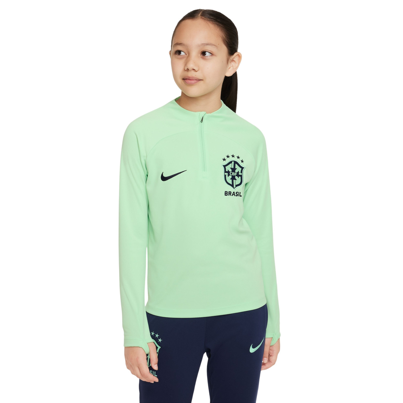 Nike Brazilië Academy Pro Trainingstrui 2022-2024 Kids Groen Donkerblauw
