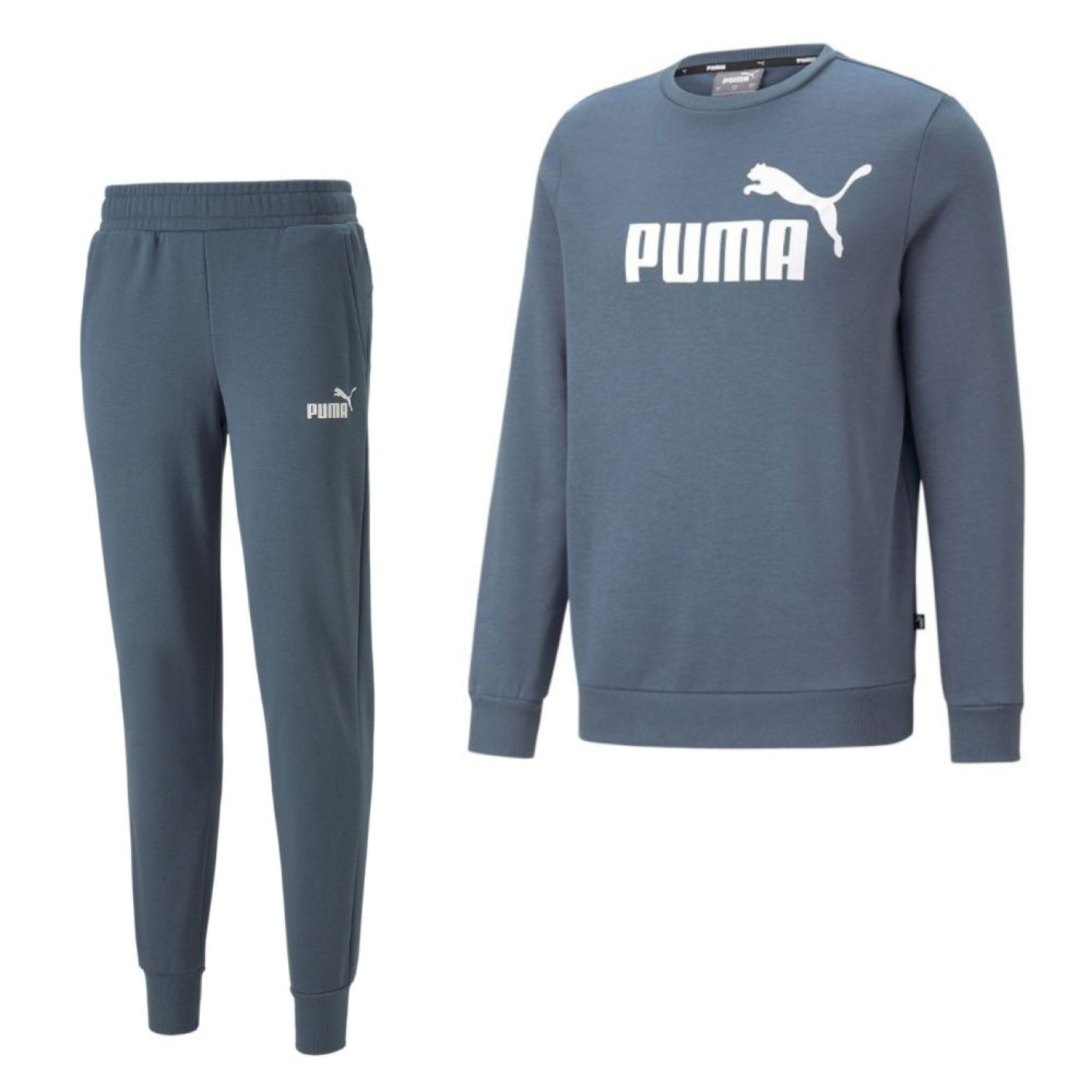 PUMA Essentials Big Logo Fleece Crew Sweater Trainingspak Grijsblauw