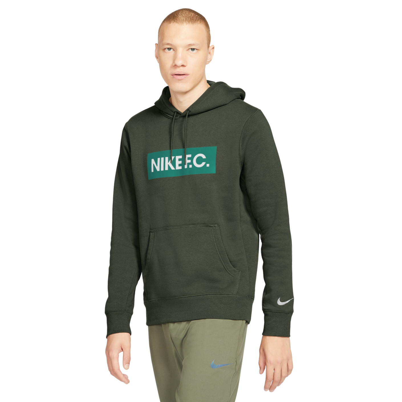Nike F.C. Essential Fleece Hoodie Donkergroen Wit