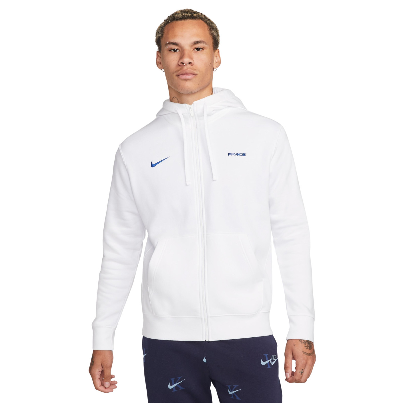 Nike Frankrijk Club Full-Zip Vest 2022-2024 Wit Blauw