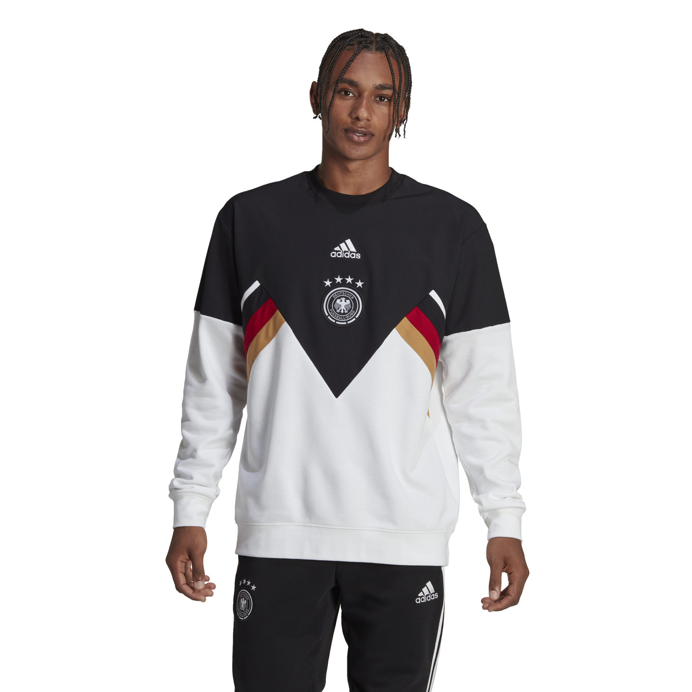 adidas Duitsland Icon Crew Sweater 2022-2024 Zwart Wit