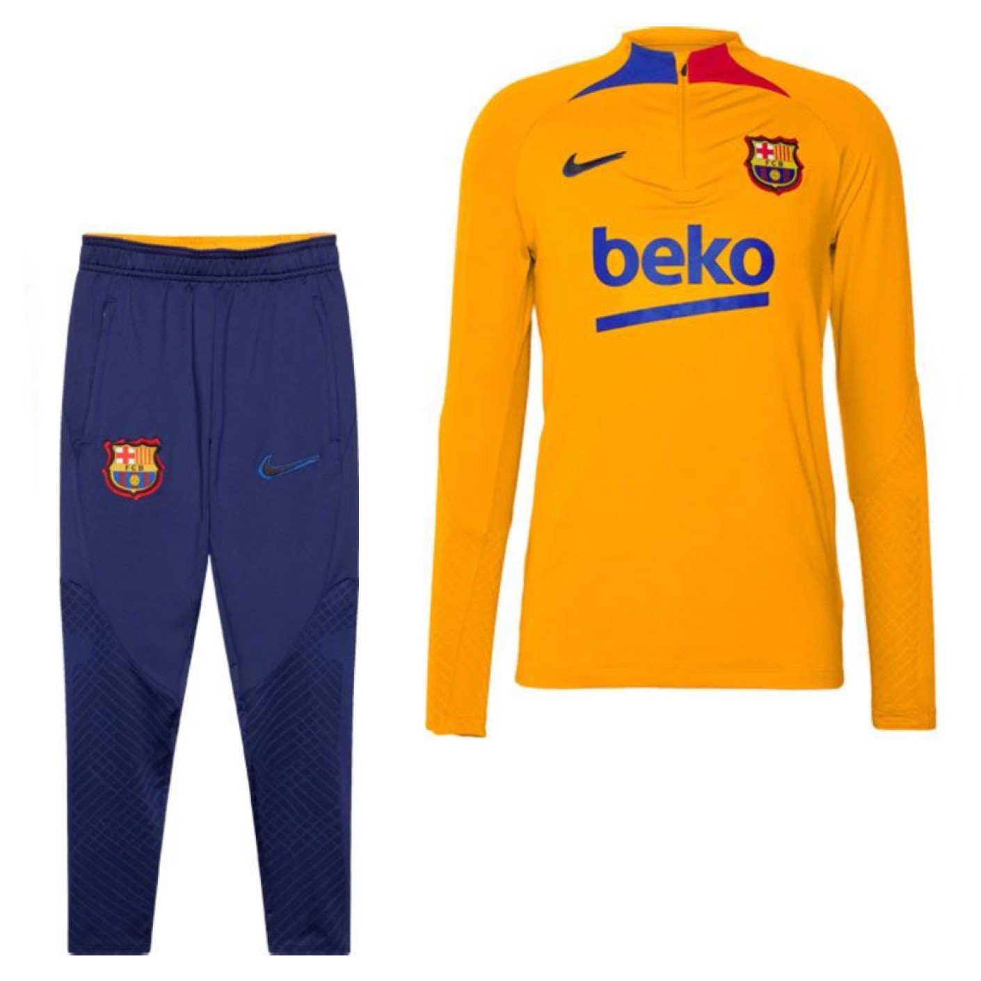 zwak kleinhandel Wacht even Nike FC Barcelona Strike Drill Trainingspak 2021-2022 Kids Oranje Zwart