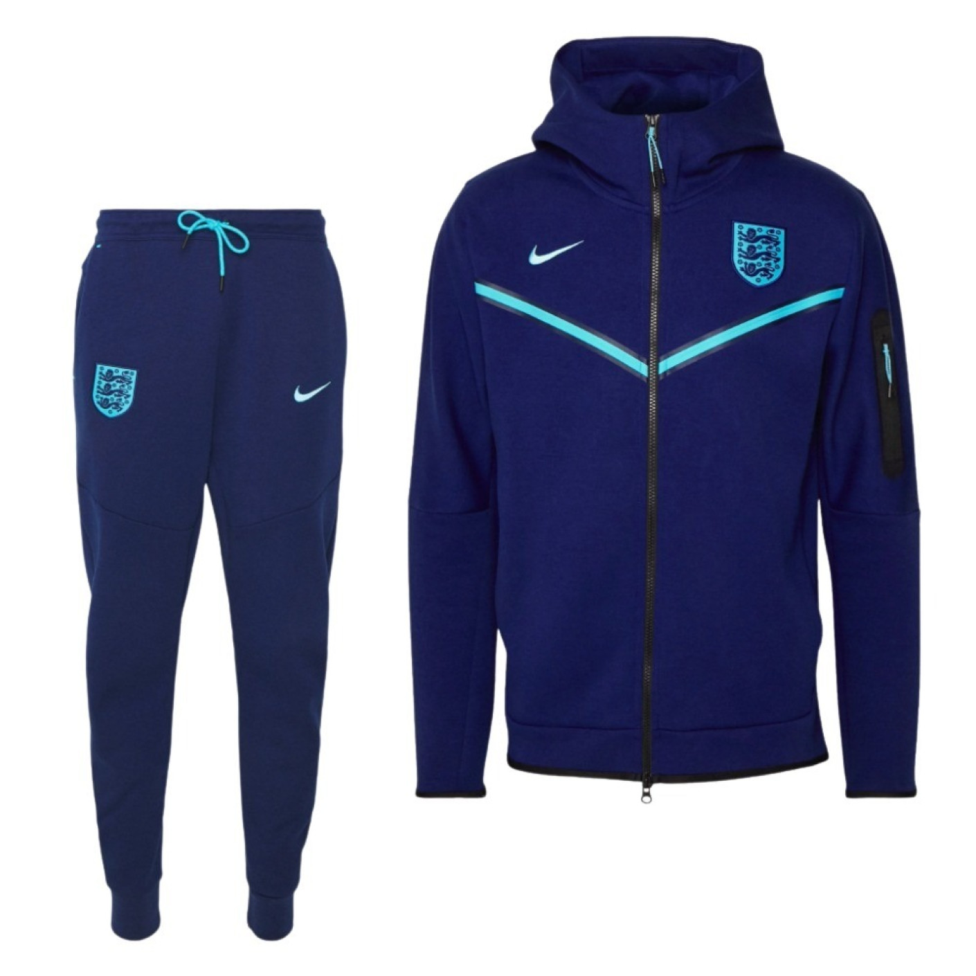 Nike Engeland Tech Fleece Full-Zip Trainingspak 2022-2024 Blauw
