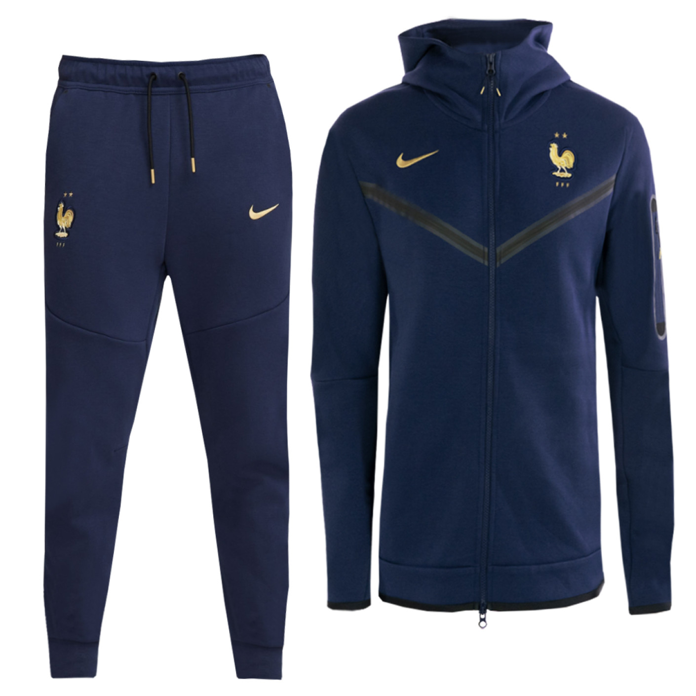 Nike Frankrijk Tech Fleece Full-Zip Trainingspak 2022-2024 Blauw Goud