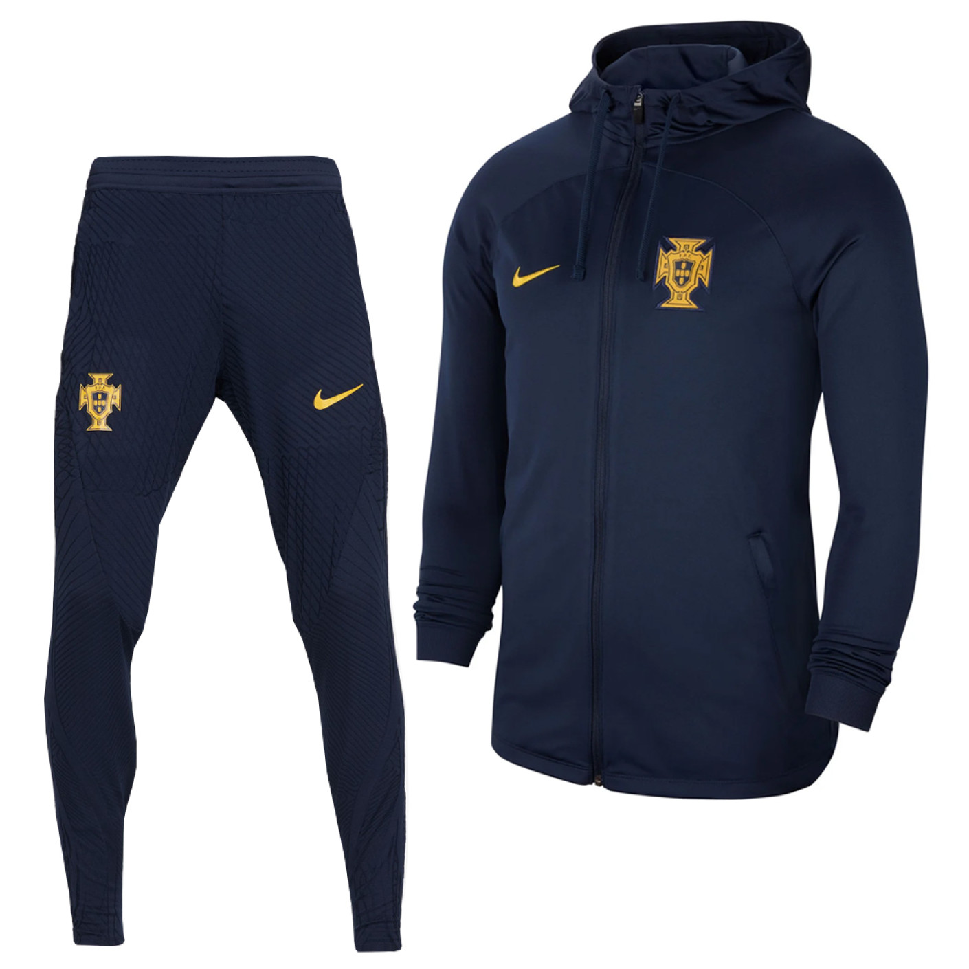 Nike Portugal Strike Hooded Trainingspak 2022-2024 Donkerblauw Goud