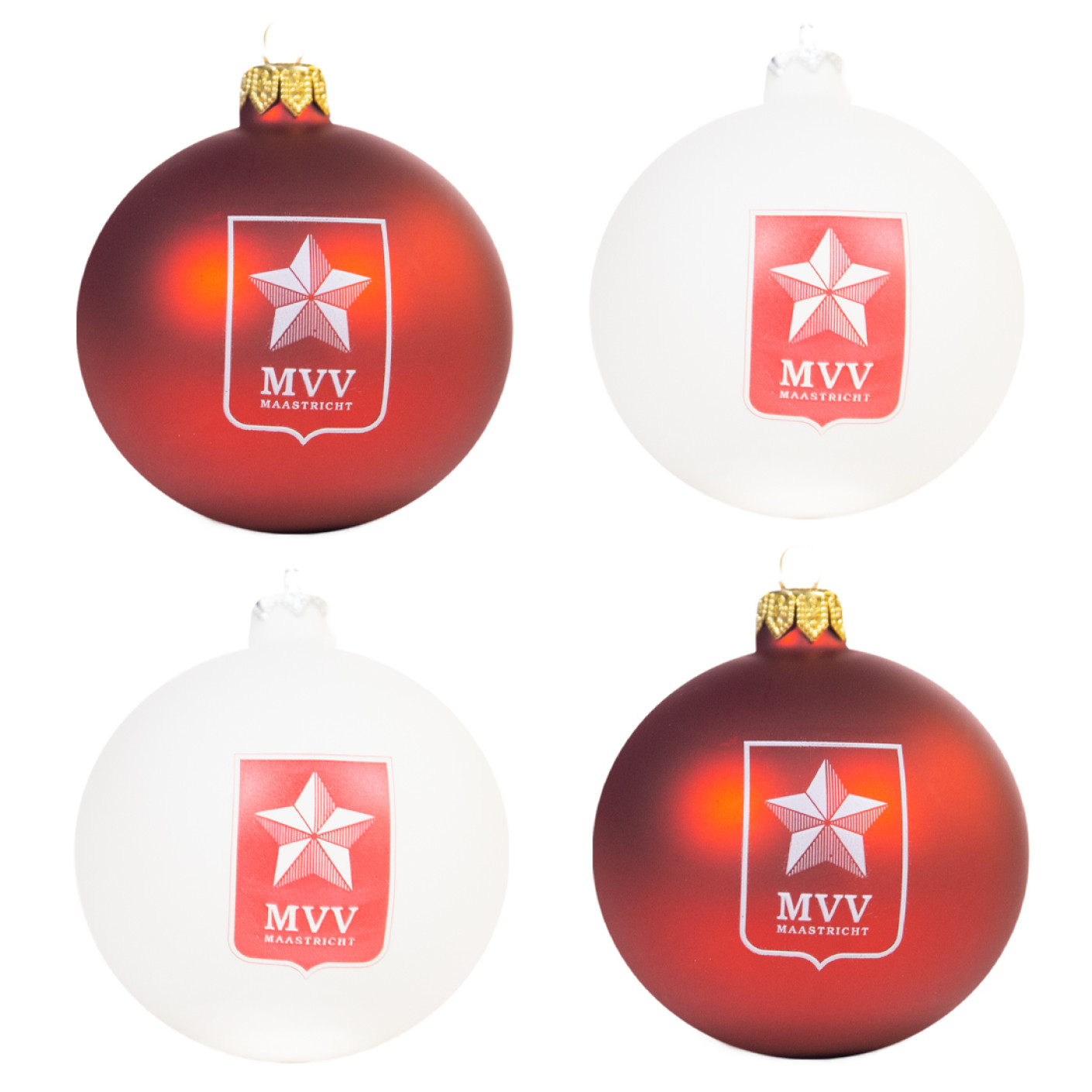 MVV Maastricht Kerstballen 4-pack Rood en Wit