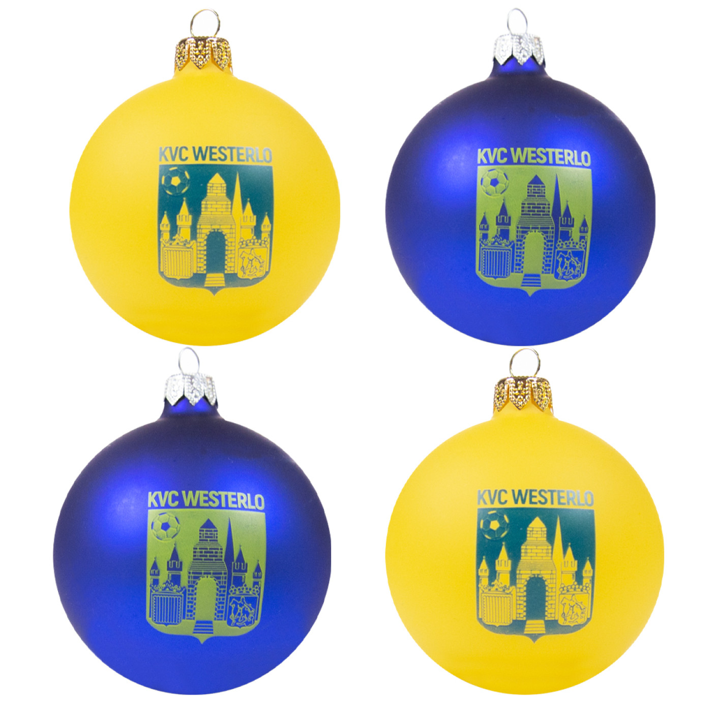 KVC Westerlo Kerstballen 4-pack Geel en Blauw