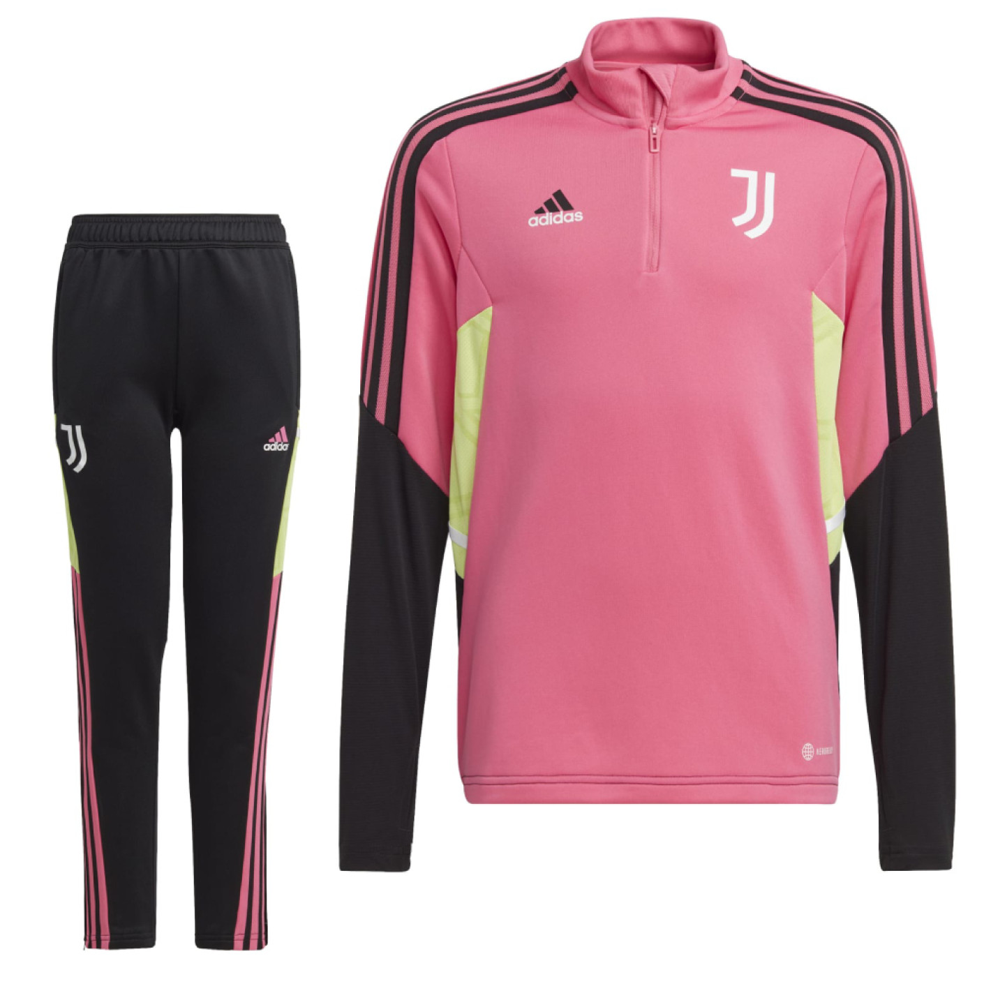 stapel Proberen Koor adidas Juventus Trainingspak 2022-2023 Kids Roze Zwart Lichtgroen