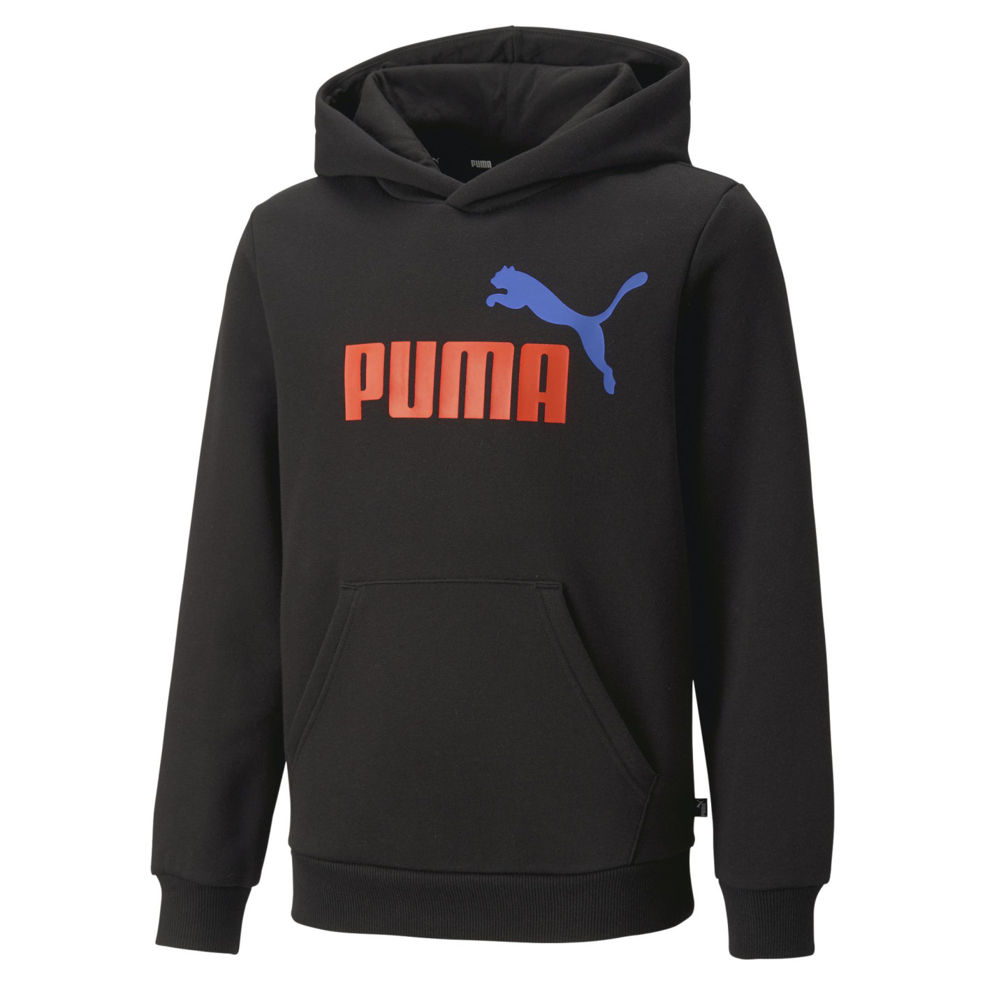PUMA Essentials+ 2 College Big Logo Fleece Hoodie Kids Zwart Rood Blauw