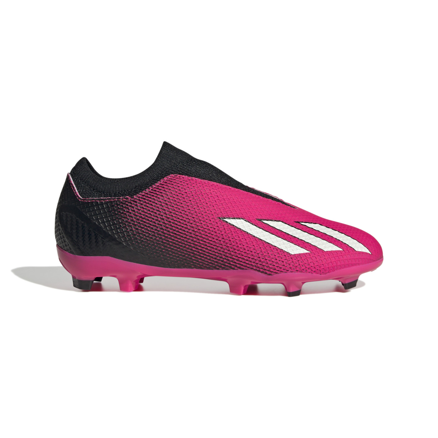 adidas X Speedportal.3 Veterloze Gras Voetbalschoenen Kids Roze Zwart Wit