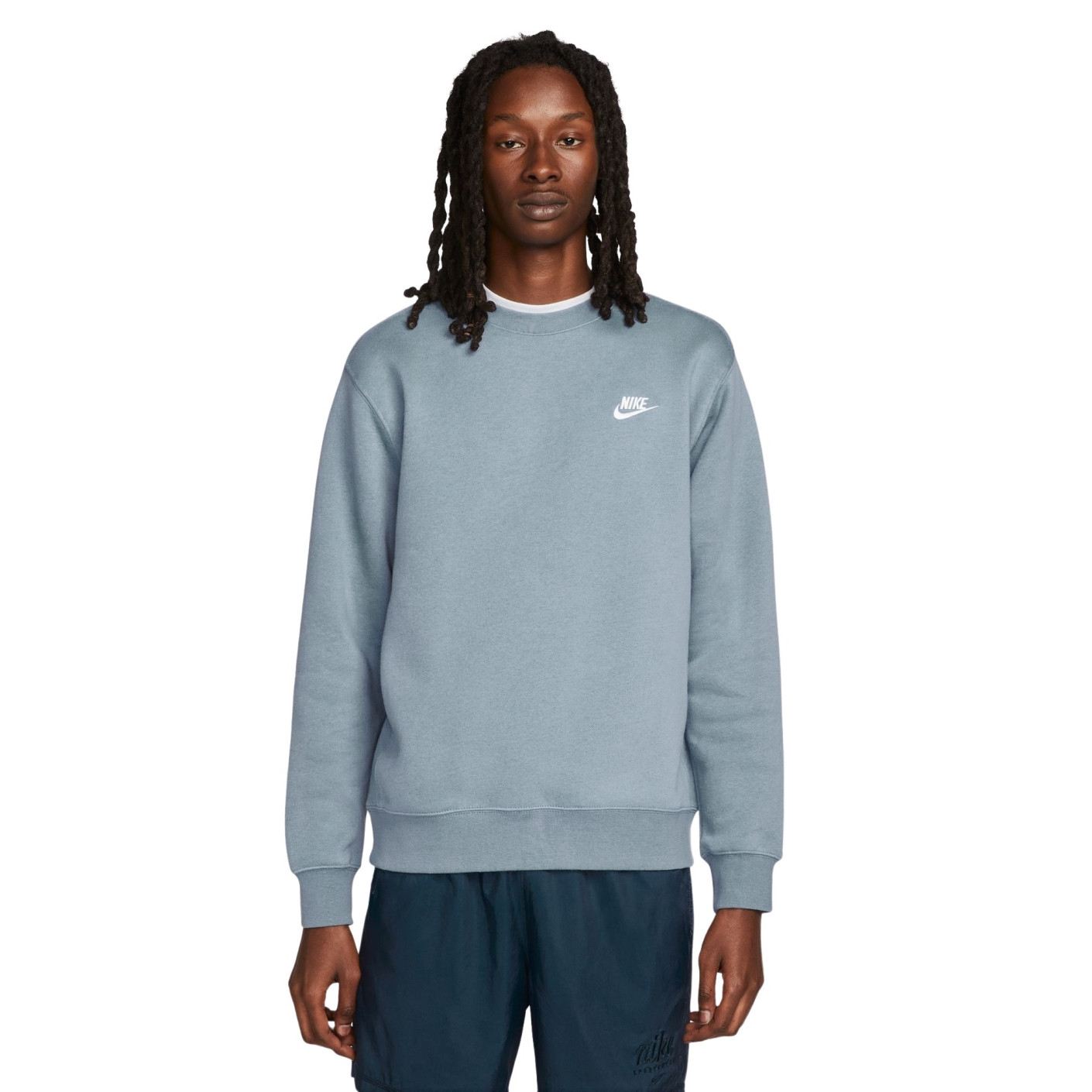 Nike Sportswear Club Fleece Crew Sweater Blauwgrijs Wit