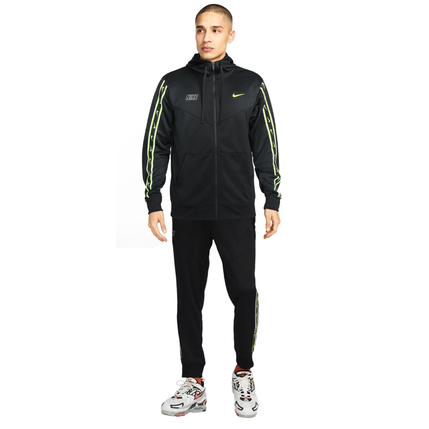 Nike Sportswear Repeat Trainingspak Zwart Lichtgeel