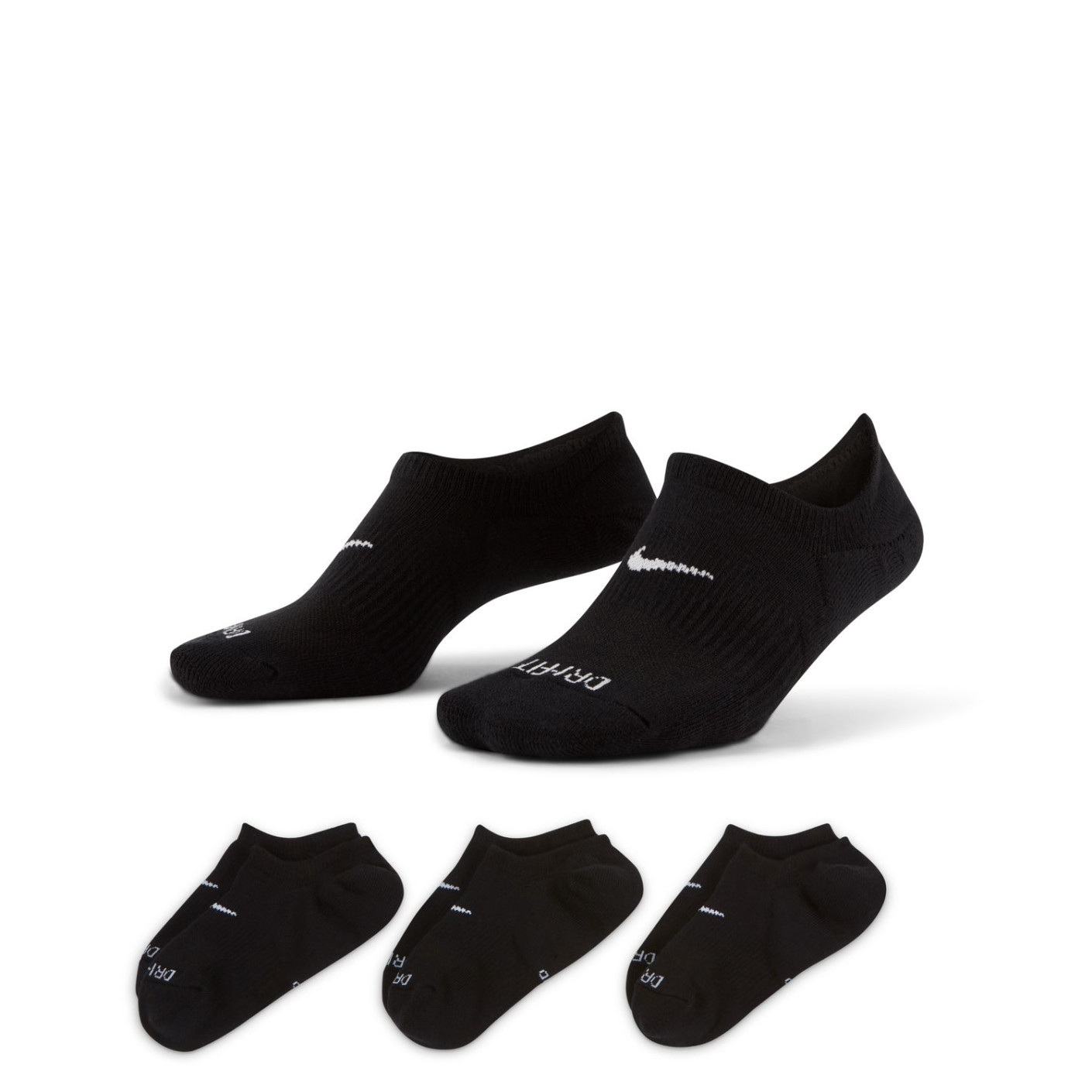 nike dri fit no show socks black