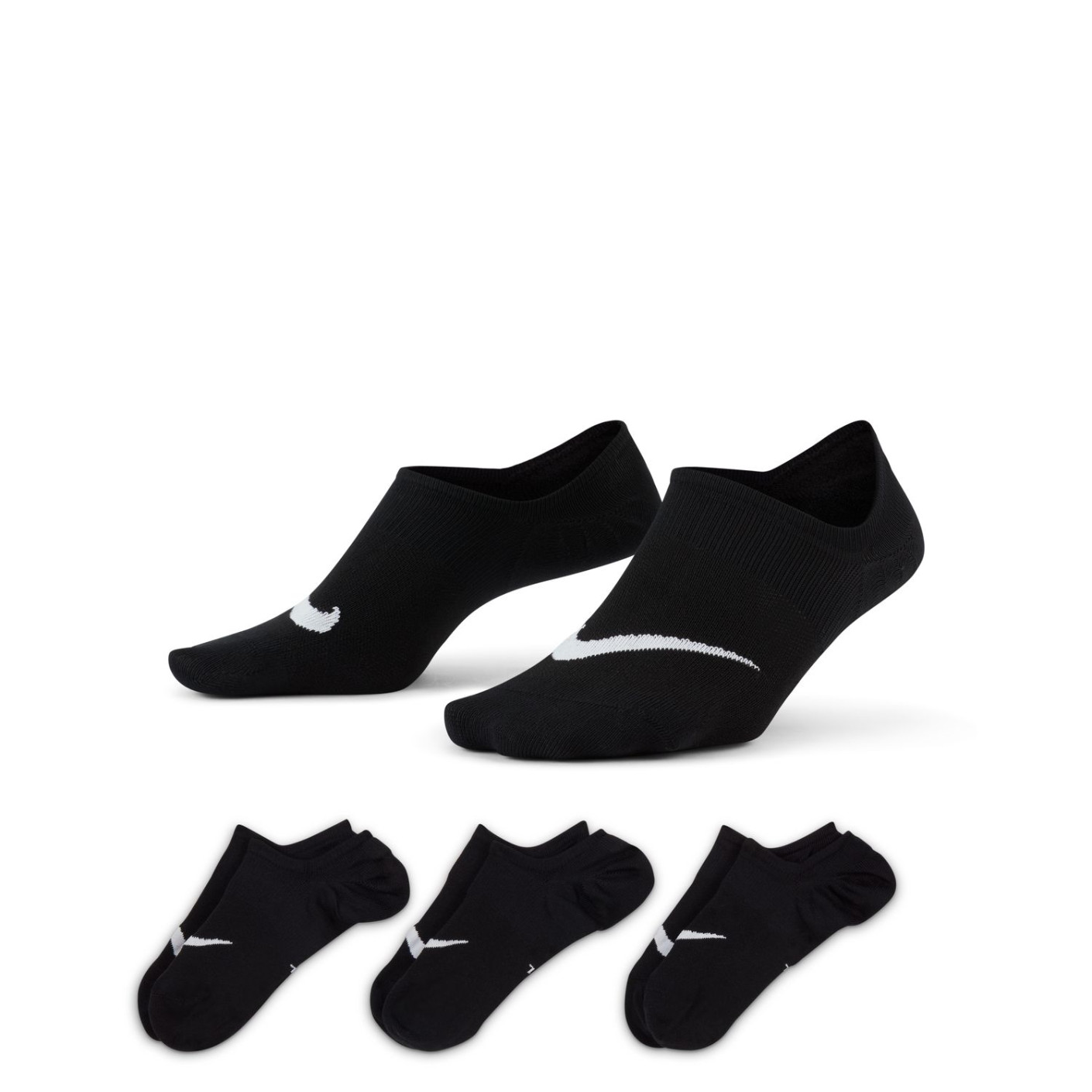 Nike Everyday Plus Lightweight Enkelsokken 3-Pack Dames Zwart Wit
