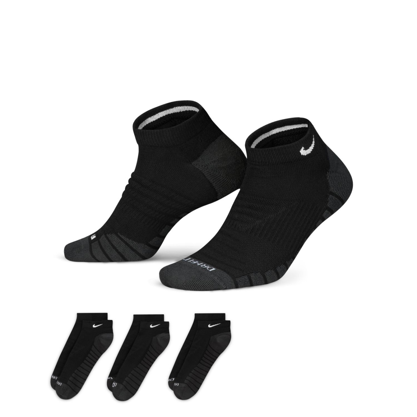 Nike Everyday Max Cushioned Enkelsokken 3-Pack Zwart Wit