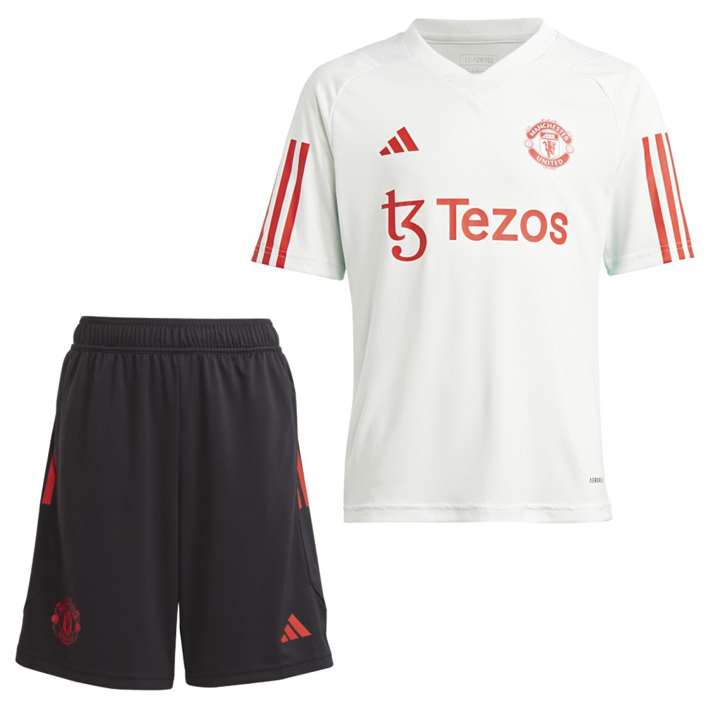 adidas Manchester United Trainingsset 2023-2024 Kids Wit Zwart Rood