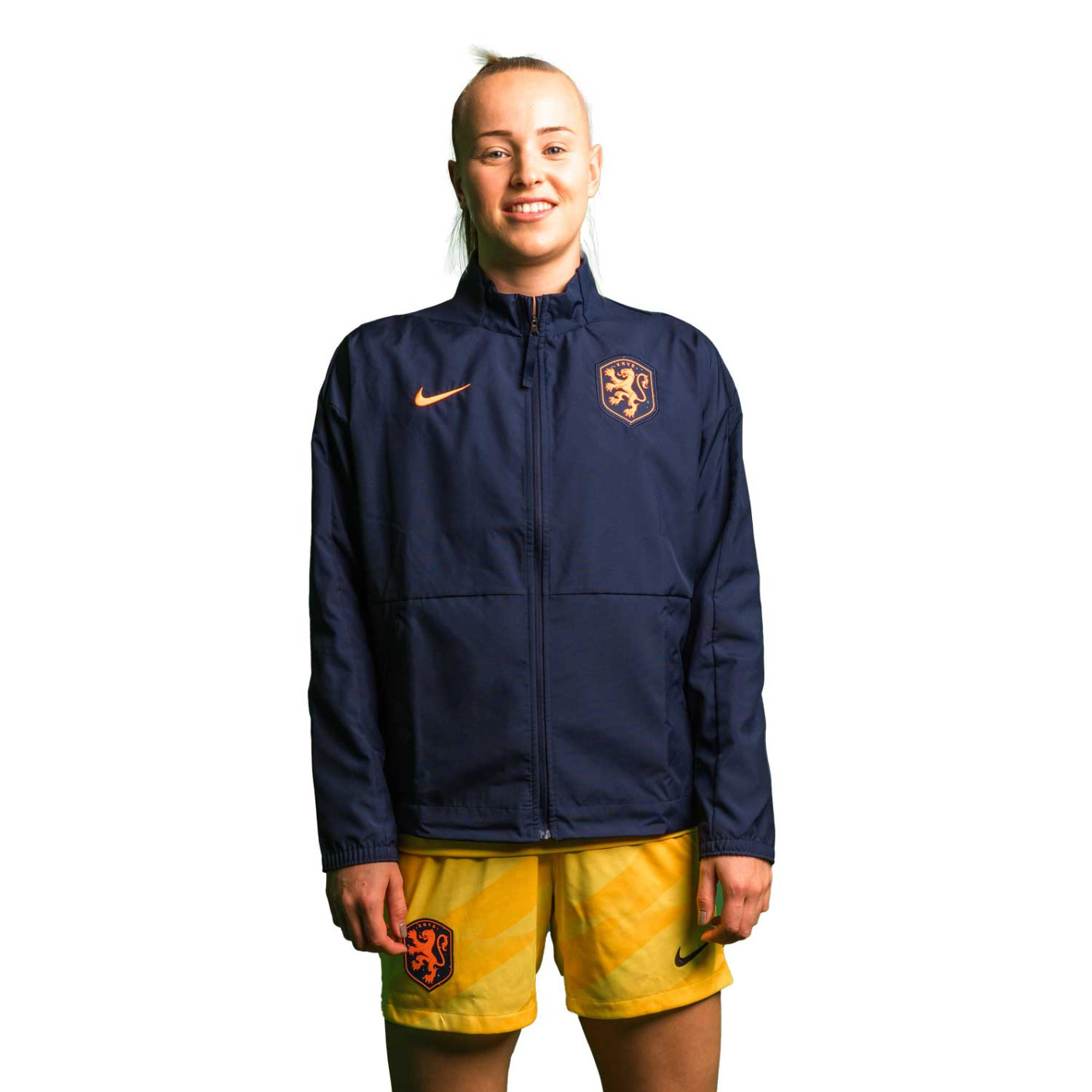 deuropening Feat Ervaren persoon Nike Nederland Anthem Trainingsjack 2023-2025 Dames Donkerblauw Oranje