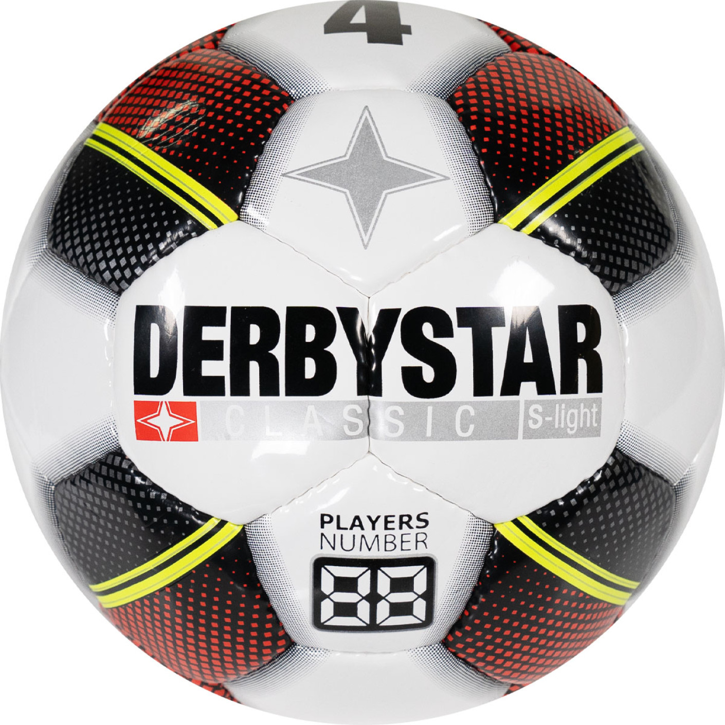 Derbystar Classic TT Superlight Voetbal 3 Gekleurde Vlakken Maat 4 Wit Rood