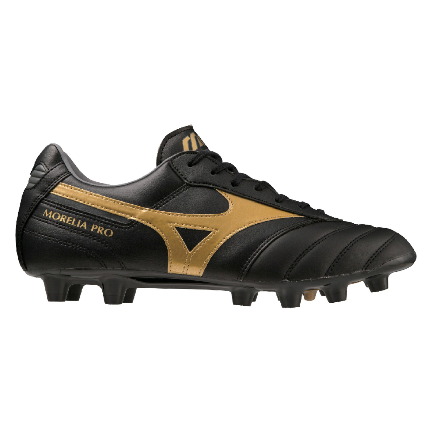 Mizuno Morelia II Pro Gras Voetbalschoenen (FG) Zwart Goud
