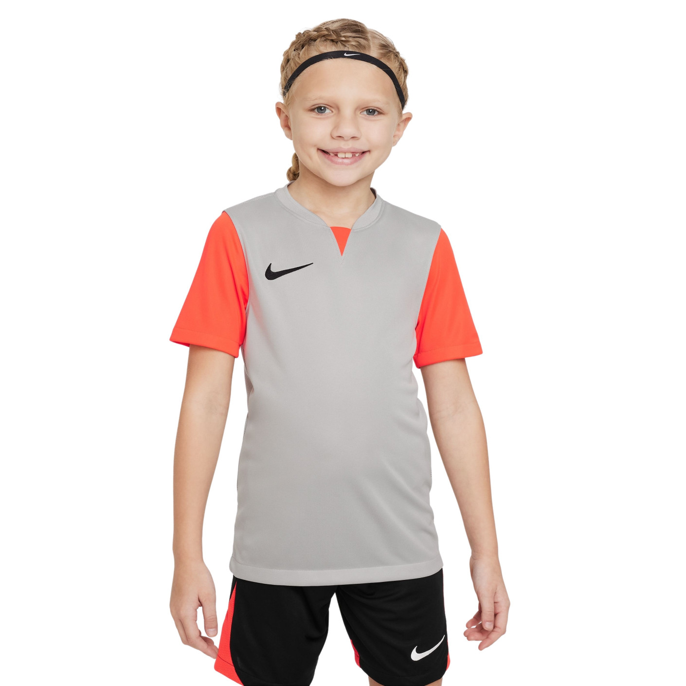 Nike Dri-Fit Trophy V Trainingsshirt Kids Grijs Felrood Zwart