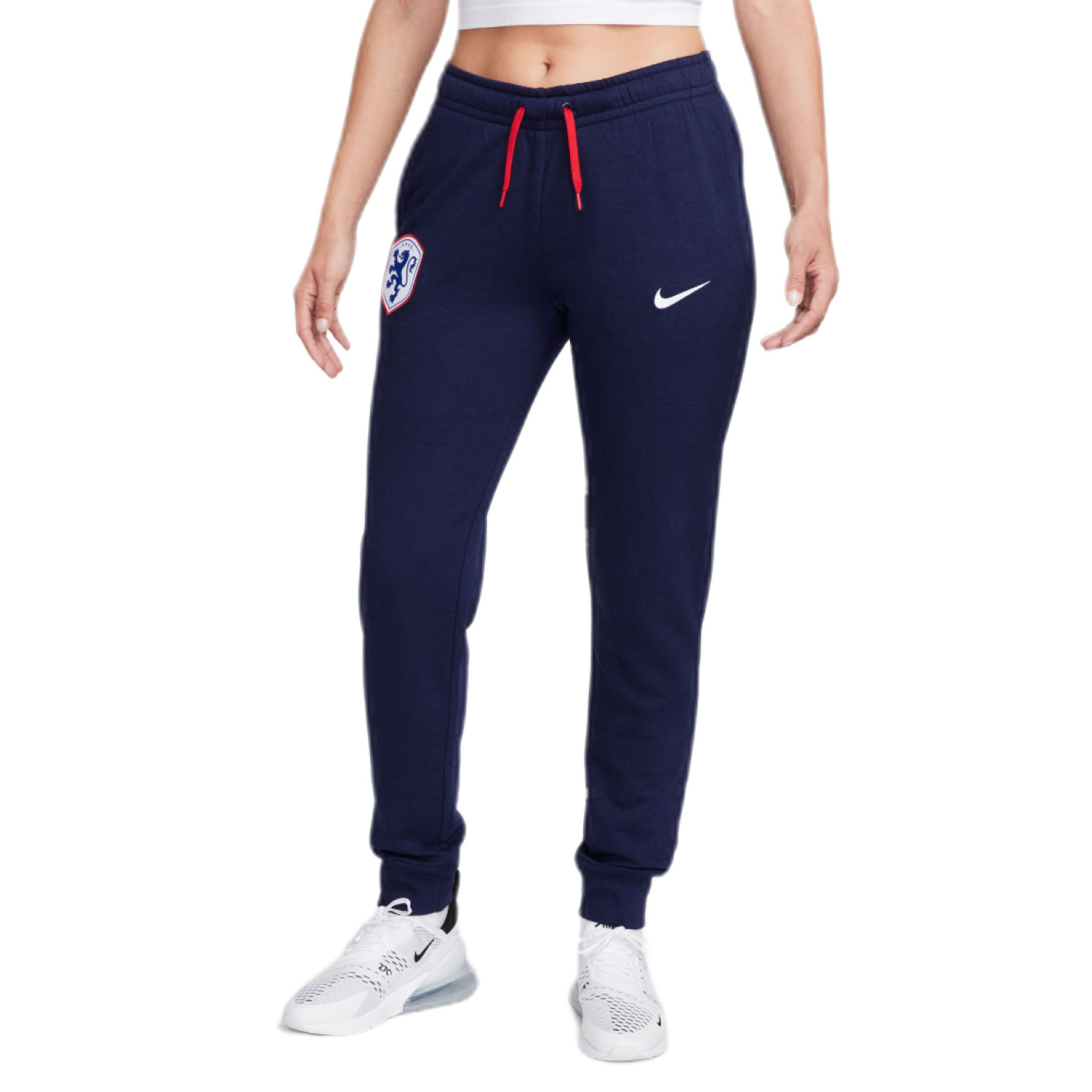 Nike Nederland Club Fleece Joggingbroek 2023-2025 Dames Donkerblauw Rood Wit