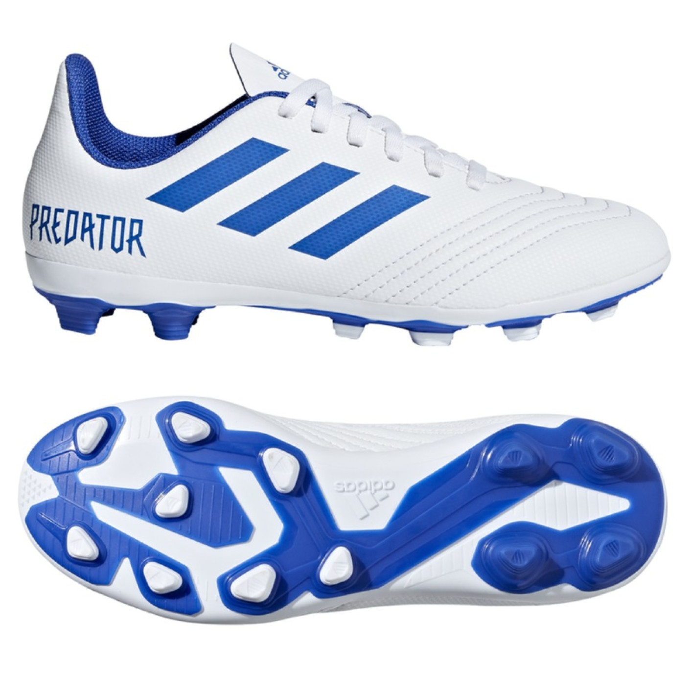 adidas PREDATOR 19.4 Gras / Kunstgras Voetbalschoenen (FxG) Kids Wit Blauw