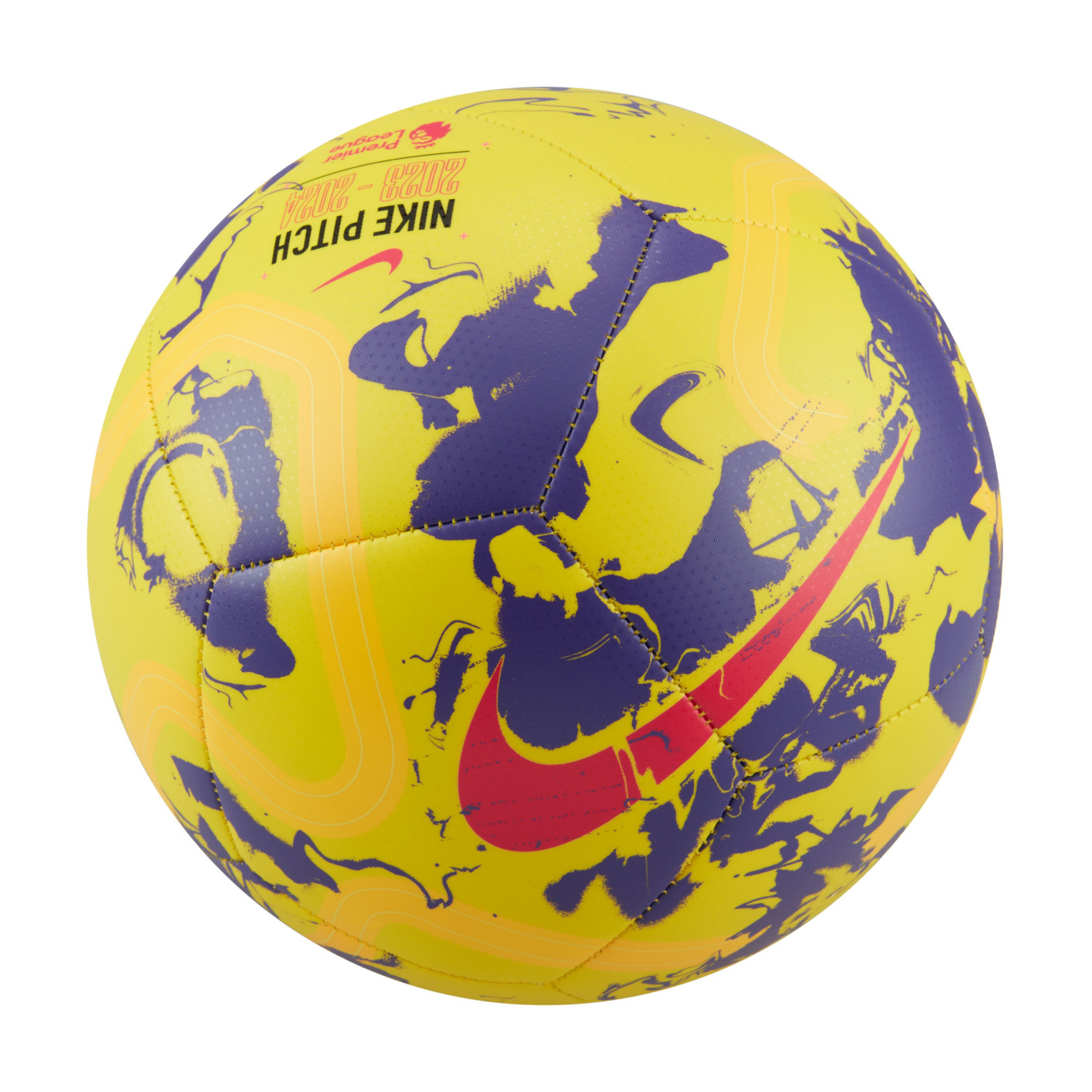 Nike Premier League Pitch Voetbal Maat 5 2023-2024 Geel Paars Rood