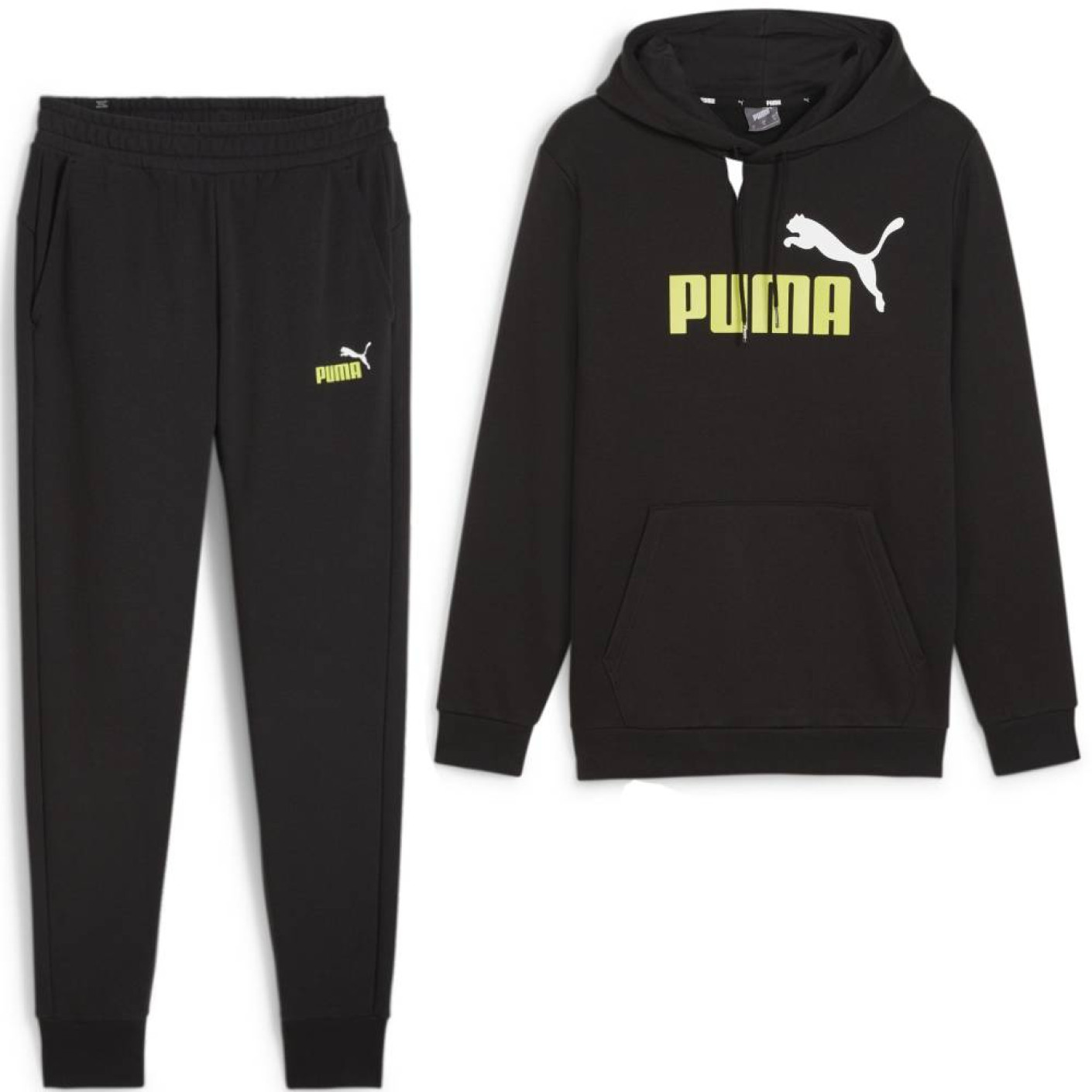 PUMA Essentials+ 2 Big Logo Trainingspak Zwart Felgeel Wit