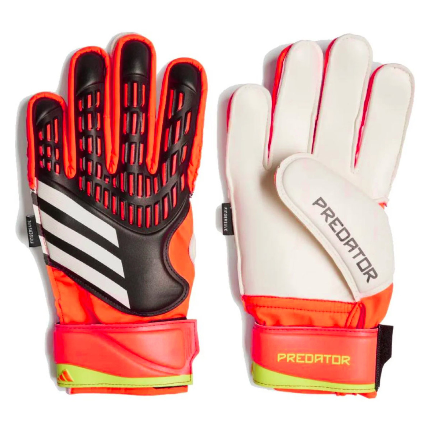 adidas Predator Match Fingersave Keepershandschoenen Kids Zwart Felrood Wit Geel