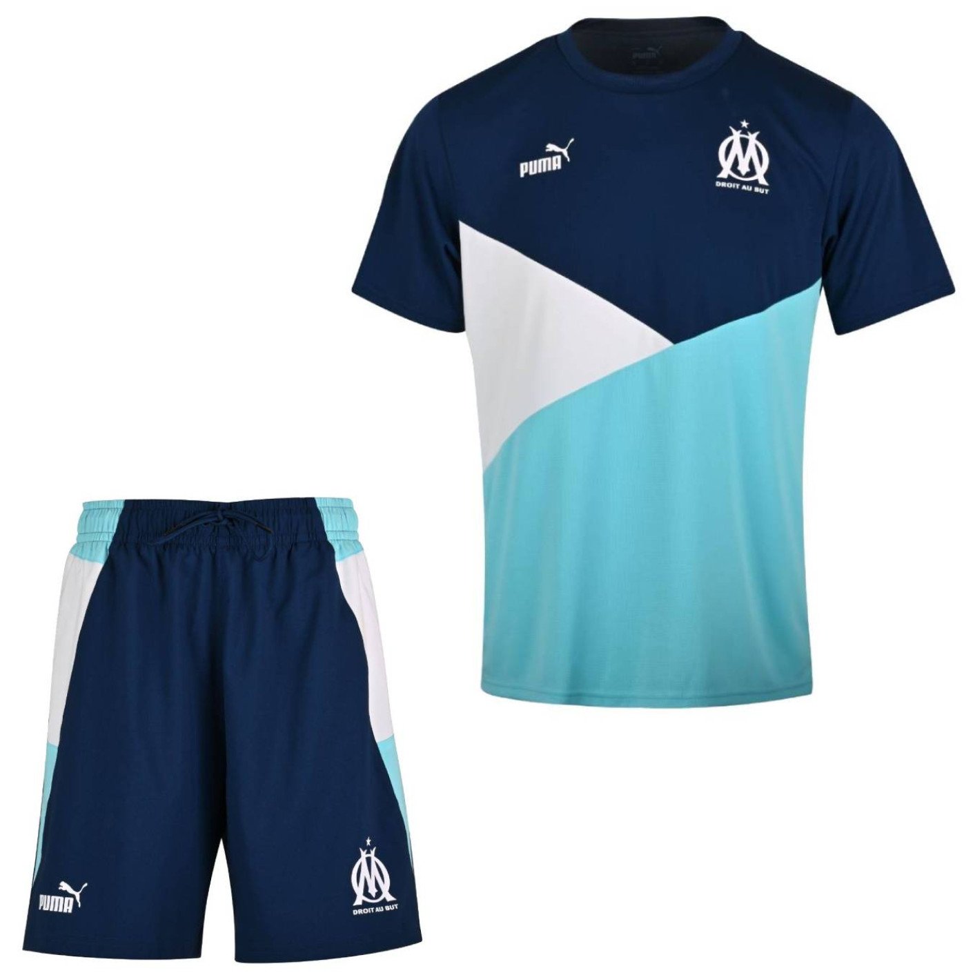 PUMA Olympique Marseille Zomerset 2023-2024 Donkerblauw Turquoise Wit