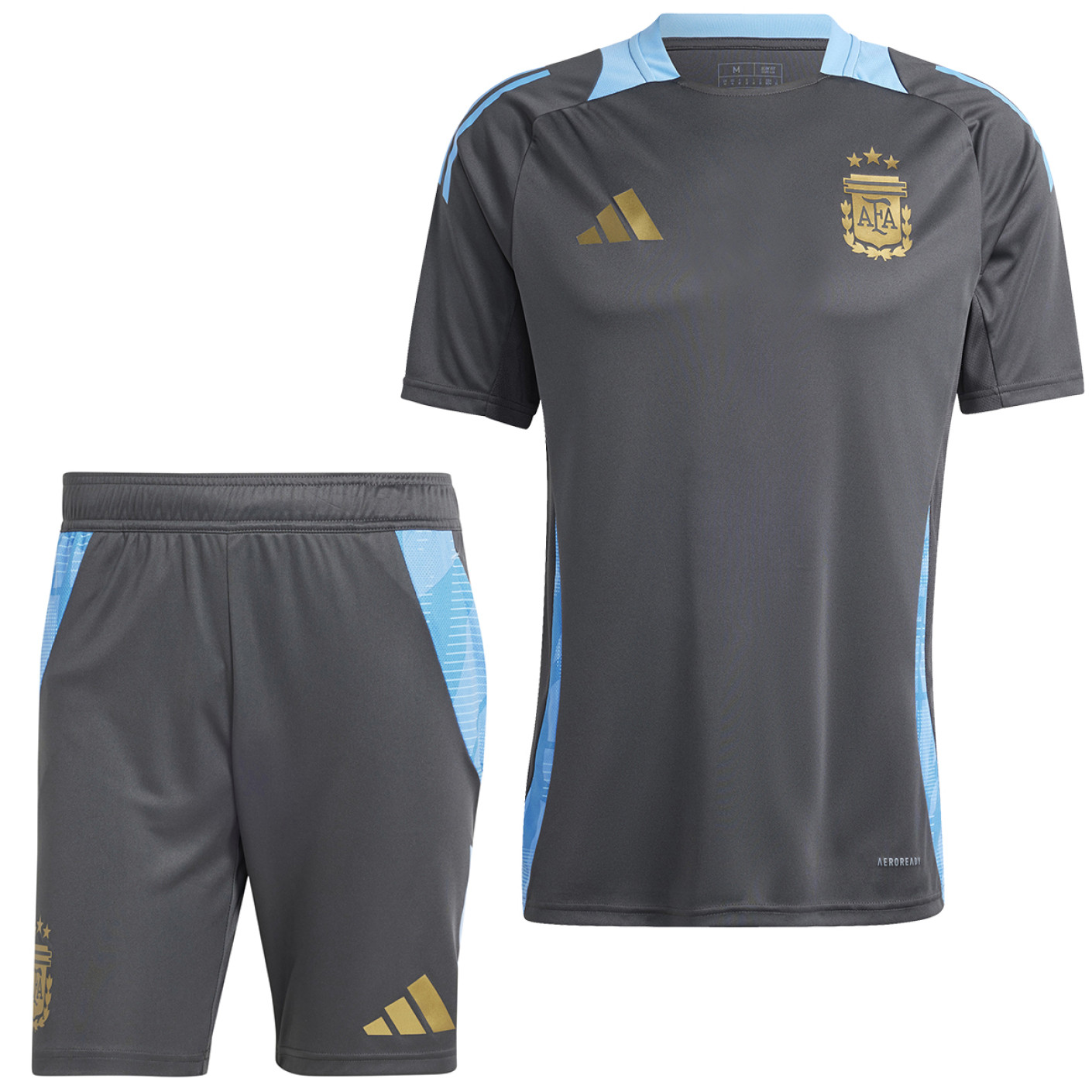 adidas Argentinië Trainingsset 2024-2026 Donkergrijs Lichtblauw Goud
