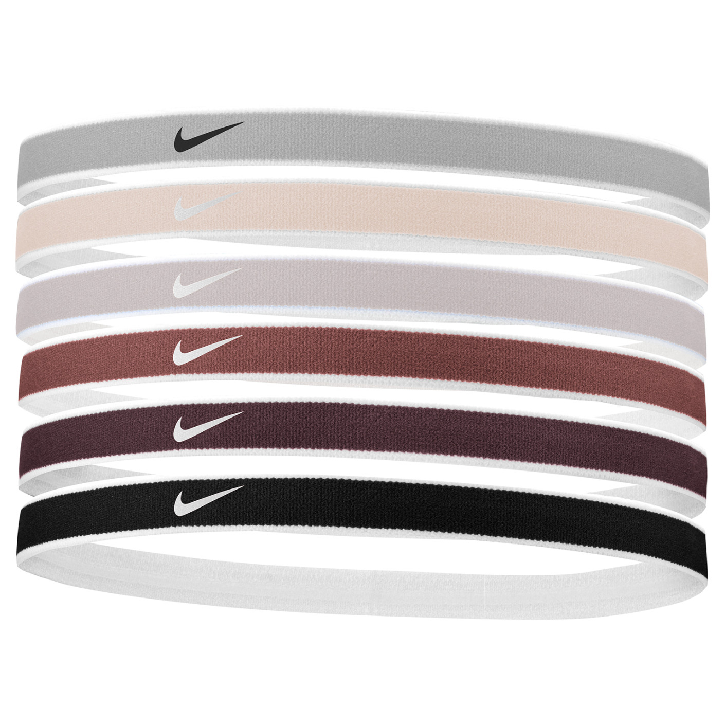 Nike Swoosh Sport Hair bands 6-Pack Grey Pink Orange Red Black White