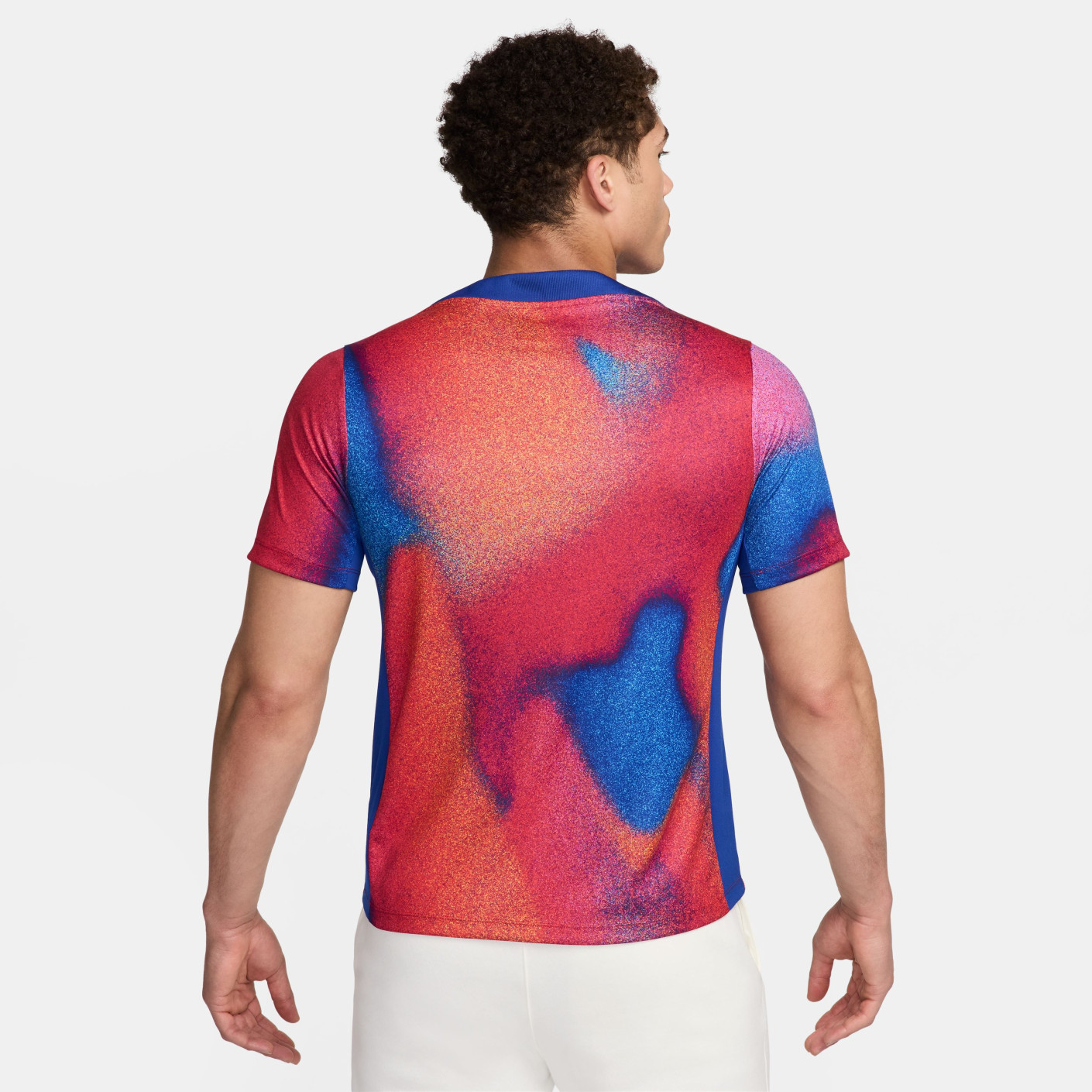 red blue nike shirt