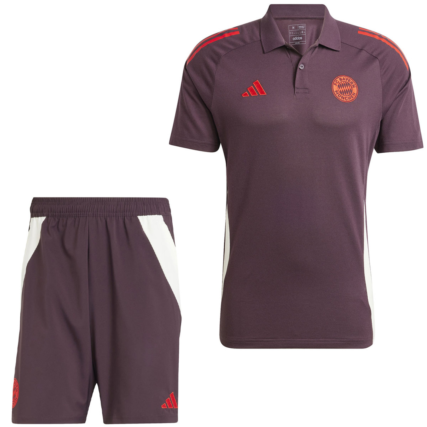 adidas Bayern München Polo Zomerset 2024-2025 Bordeauxrood Rood Wit
