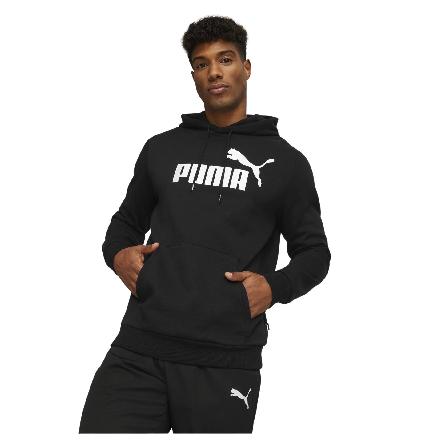 PUMA Essential Big Logo Fleece Hoodie Zwart Wit