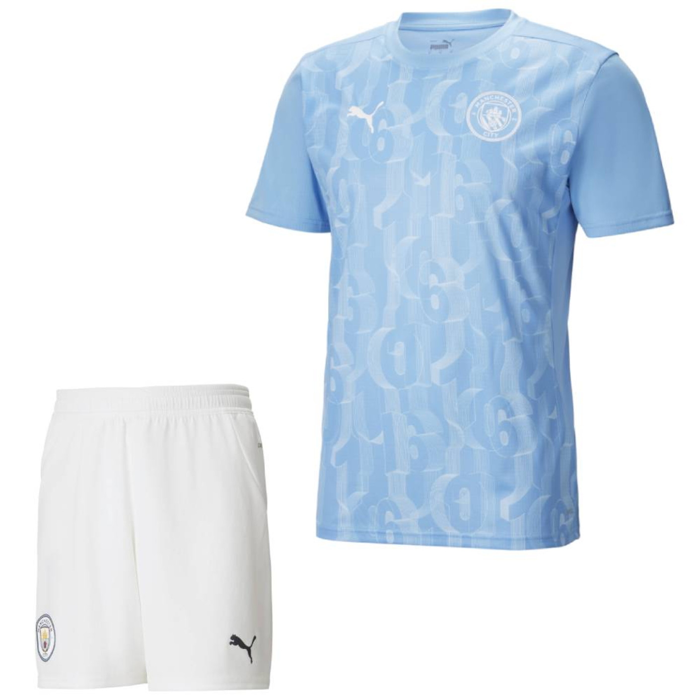 PUMA Manchester City Pre-Match Training Set 2024-2025 Light Blue White