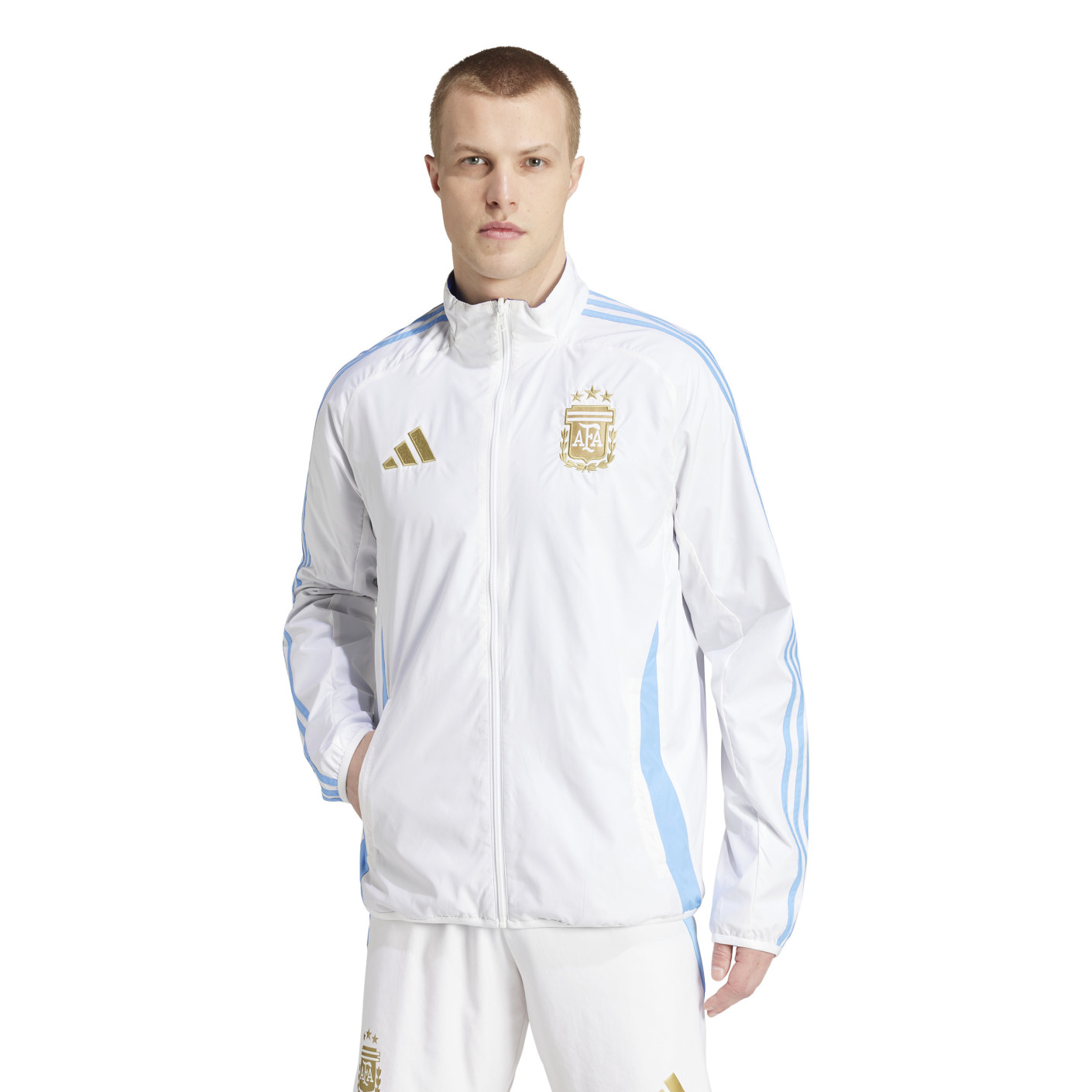 adidas Argentina Anthem Reversible Training Jacket 2024-2026 White Blue Light Blue Gold