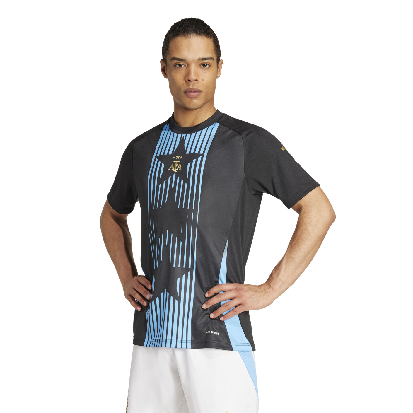adidas Argentina Pre-Match Training Shirt 2024-2026 Black Light Blue Gold