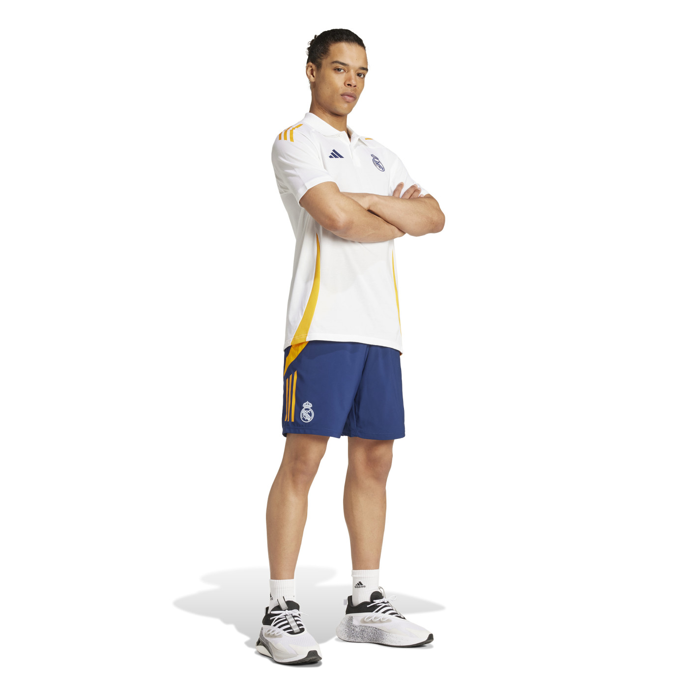 adidas Real Madrid Polo Summer Set 2024-2025 White Dark Blue Yellow