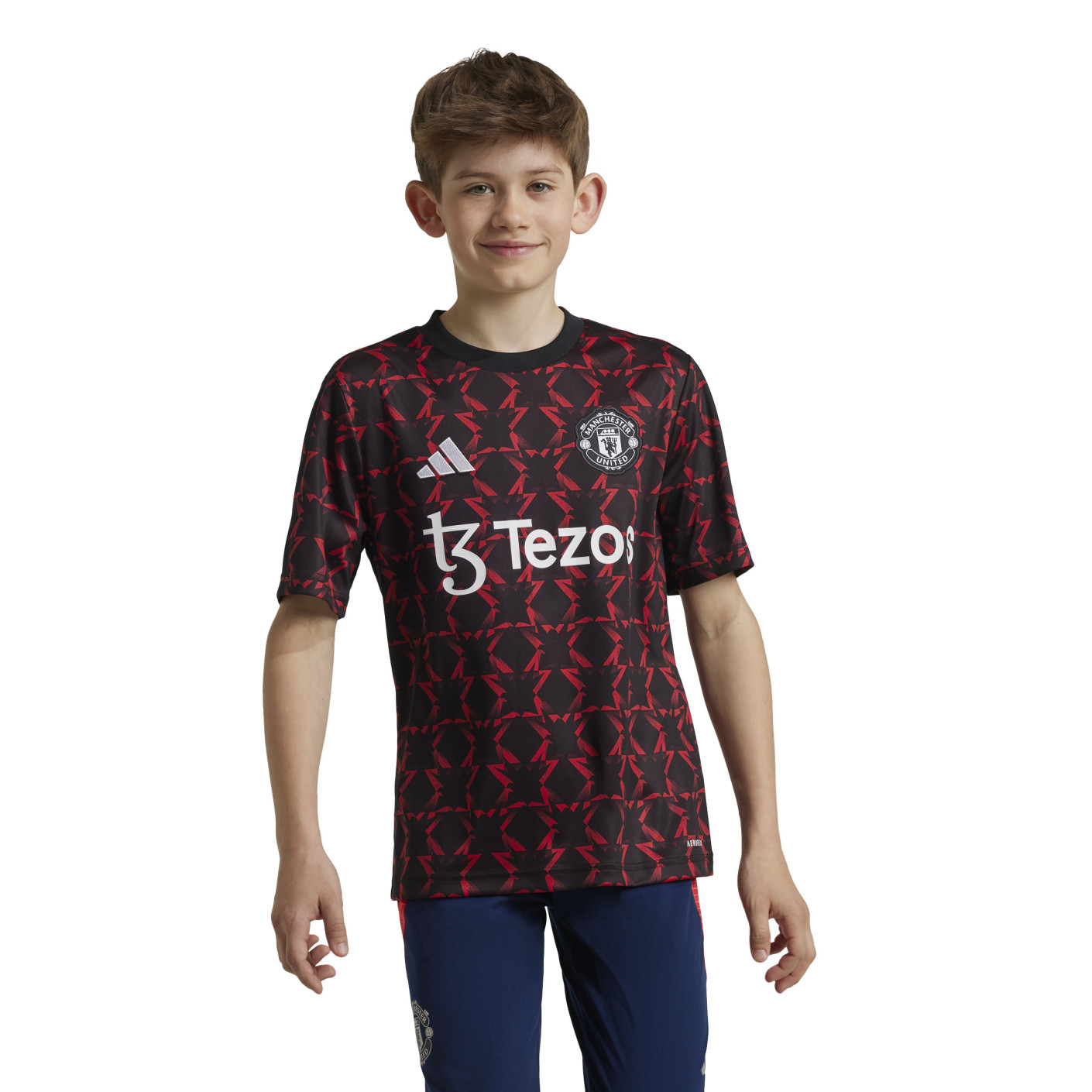 adidas Manchester United Pre-Match Training Shirt 2024-2025 Kids Black Red