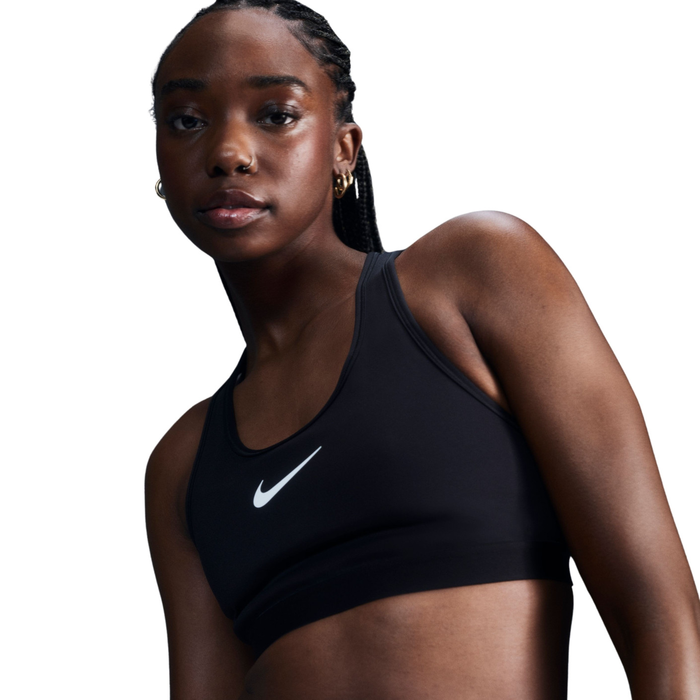 Nike Swoosh High Support Women's Sports Bra Black Grey White