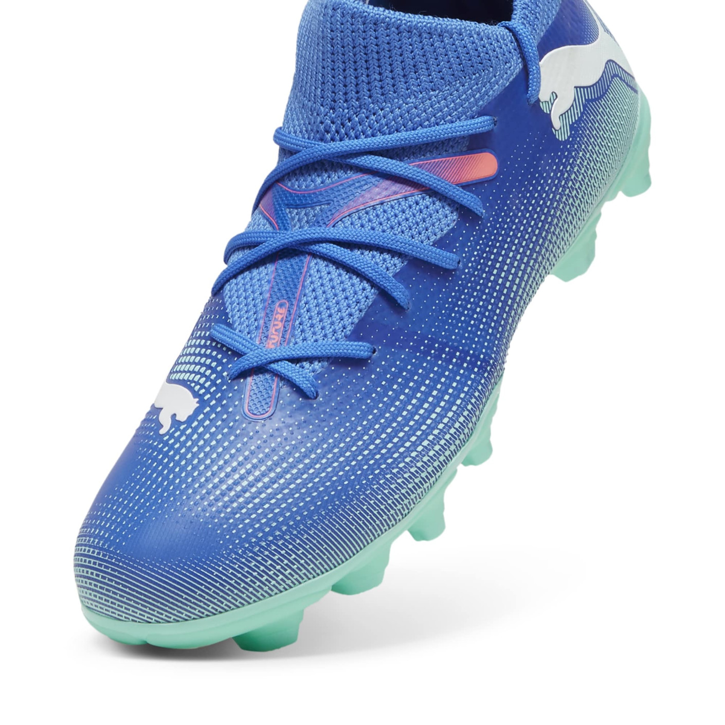 PUMA Future 7 Match Gras / Kunstgras Voetbalschoenen (MG) Kids Blauw  Turquoise Wit