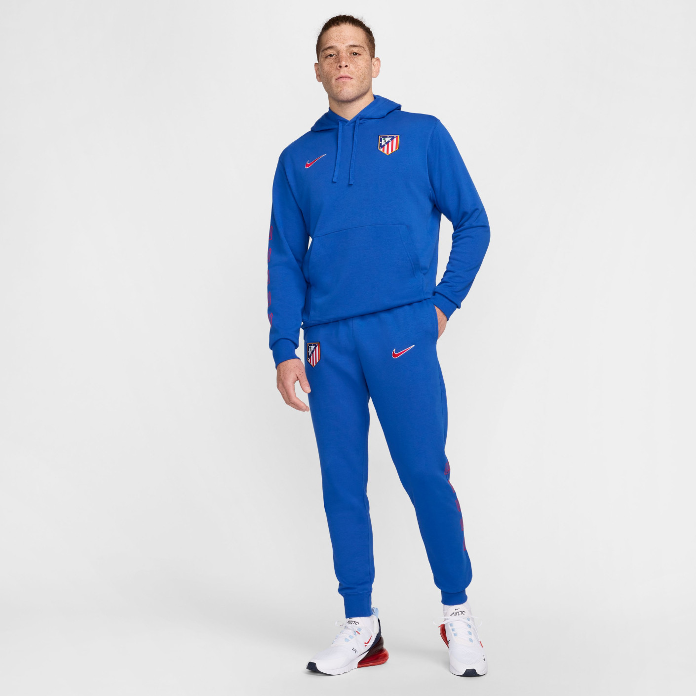 Nike Atletico Madrid Club Hooded Tracksuit 2024-2025 Blue Red