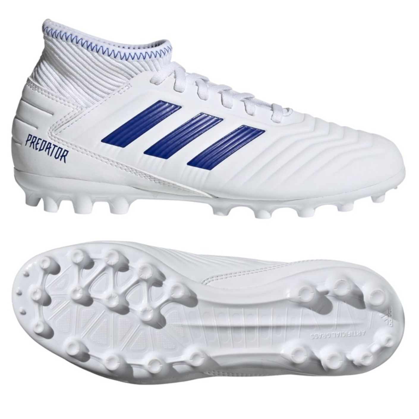 waarom niet kloon gemak adidas PREDATOR 19.3 AG Kunstgras Voetbalschoenen Kids Wit Blauw