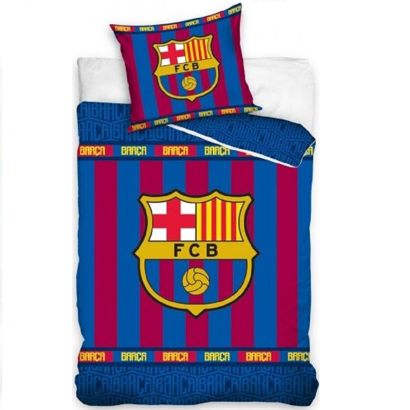 Dekbed FC Barcelona Blauw Rood Strepen 140x200cm - 60x70cm