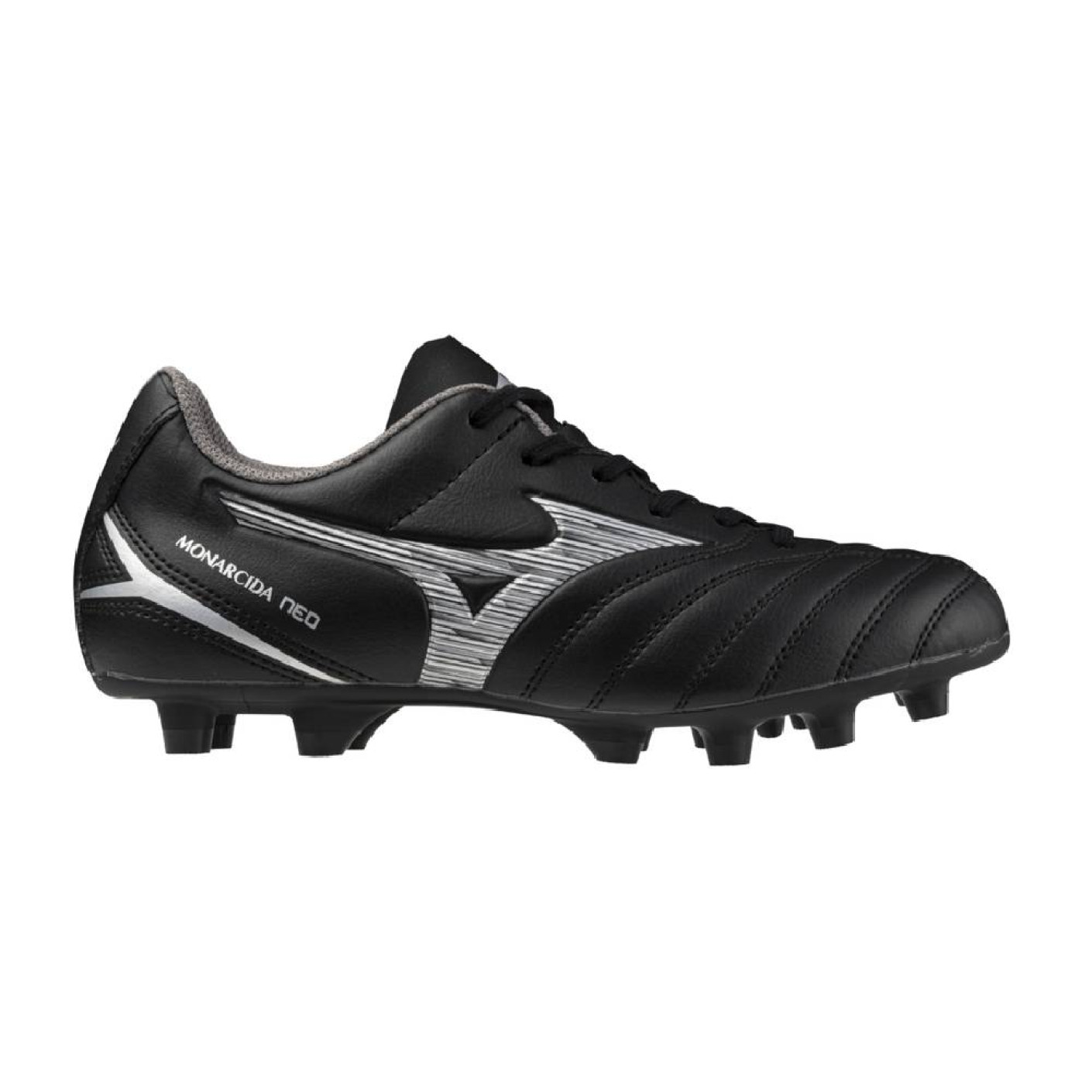 Mizuno Monarcida Neo III Select Gras Football Shoes (FG) Kids Black Silver