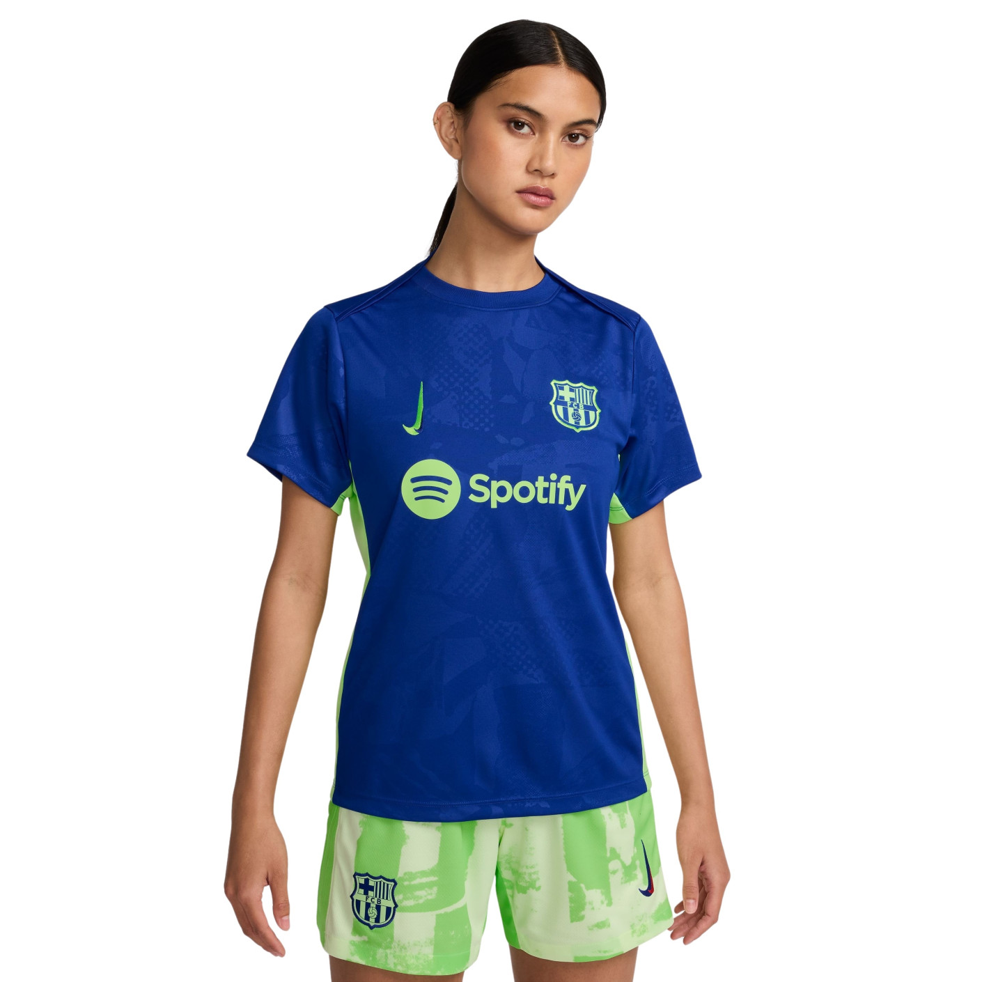 Nike FC Barcelona Pre-Match Trainingsshirt 2024-2025 Dames Blauw Lichtgroen