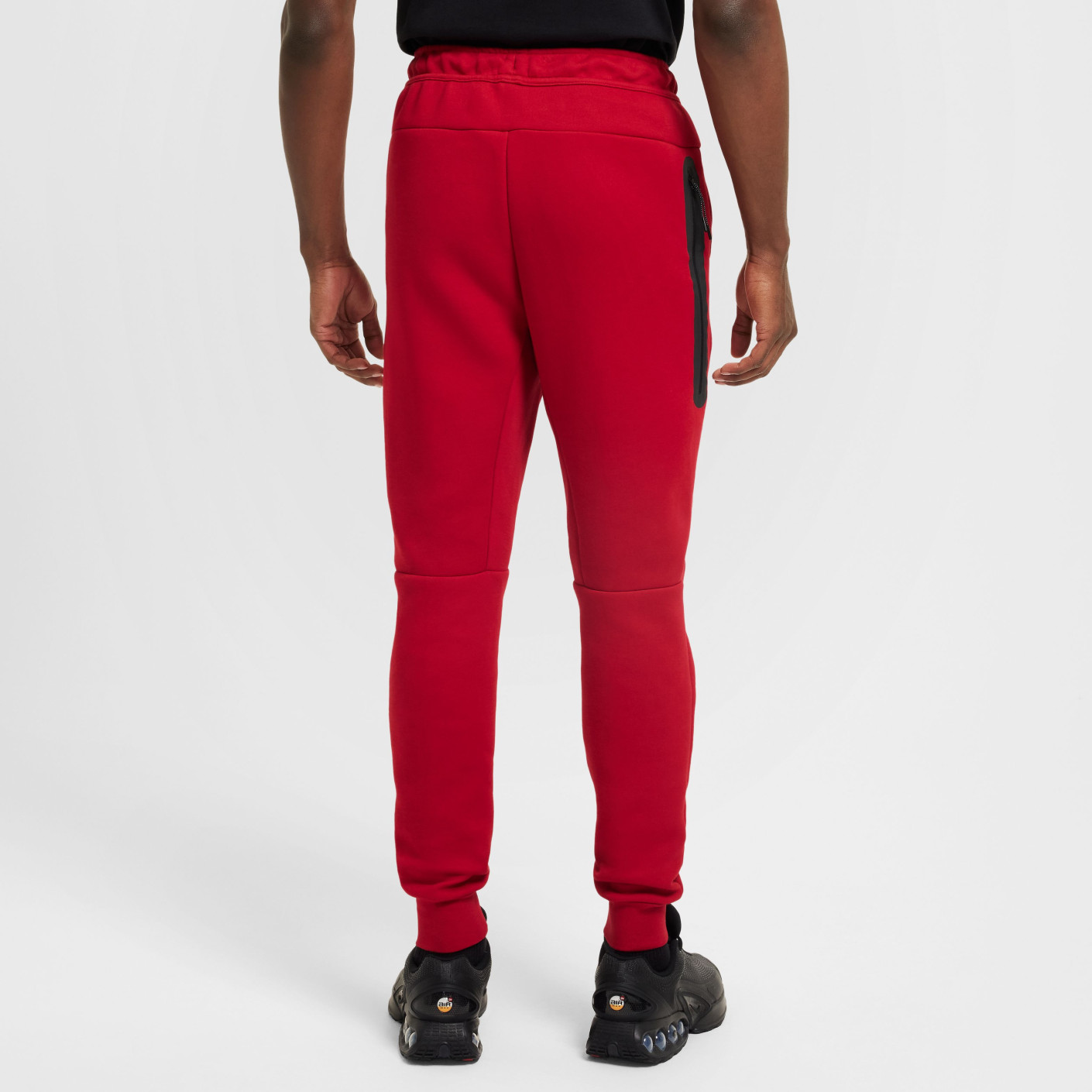 red tech pants