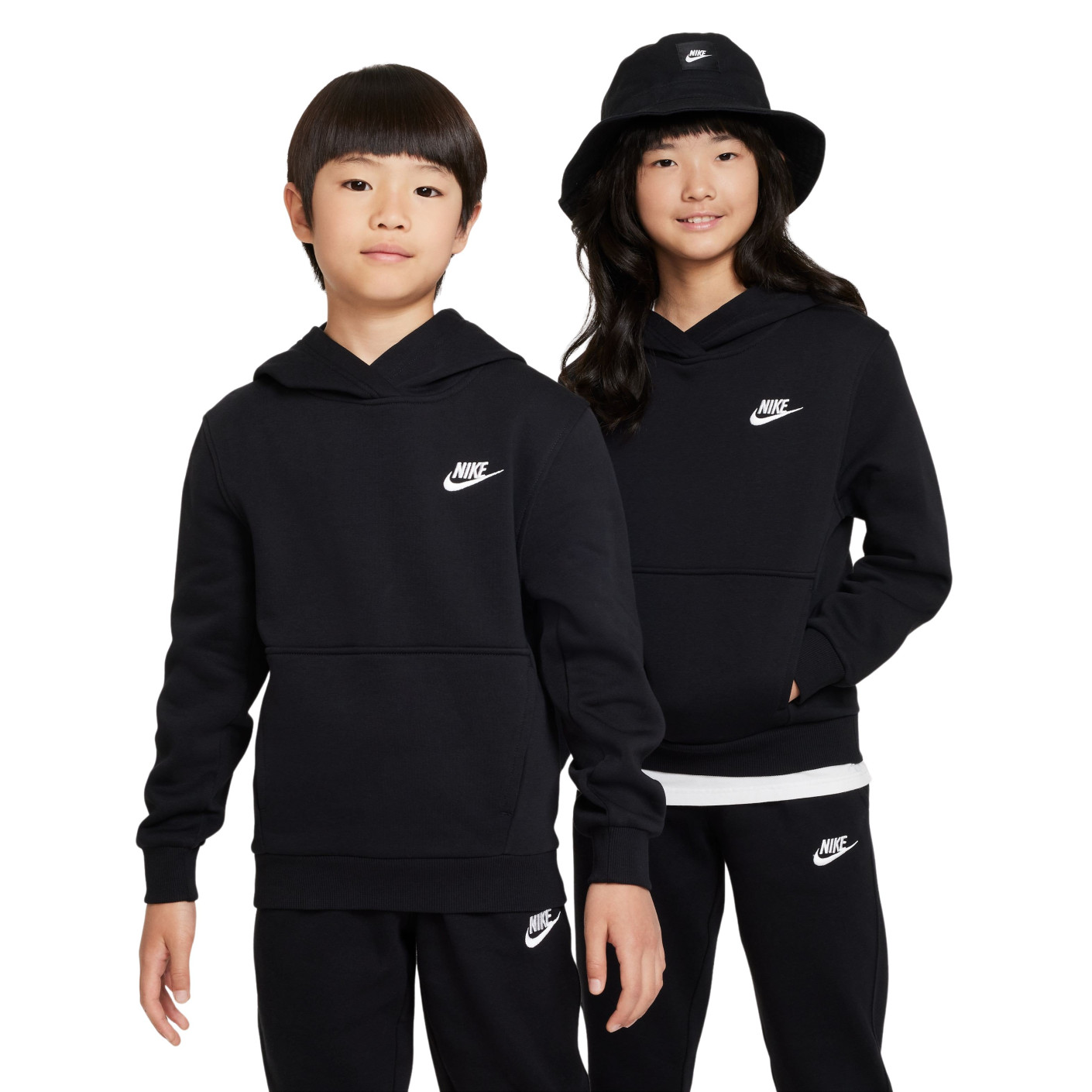 Nike Sportswear Club Fleece Hoodie Kids Black White