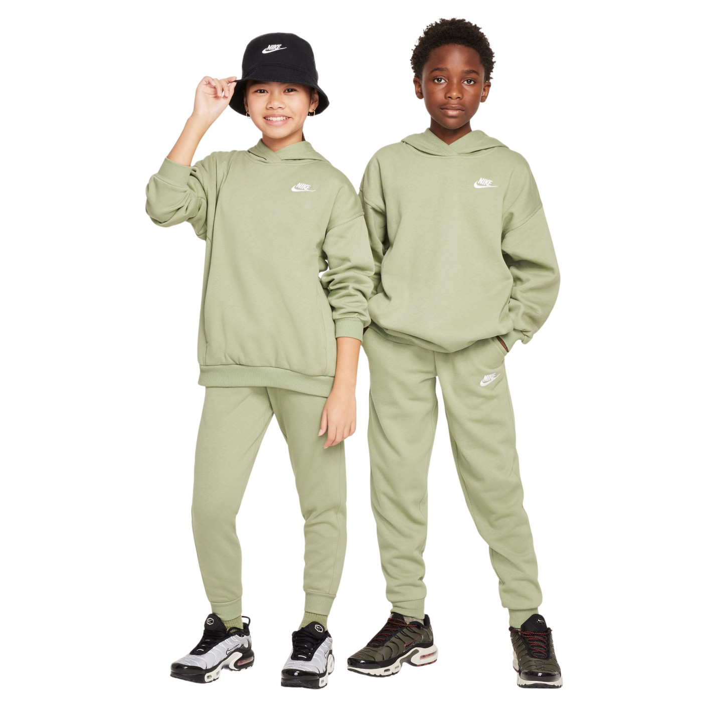Nike Sportswear Club Fleece Hoodie Trainingspak Kids Lichtgroen Wit